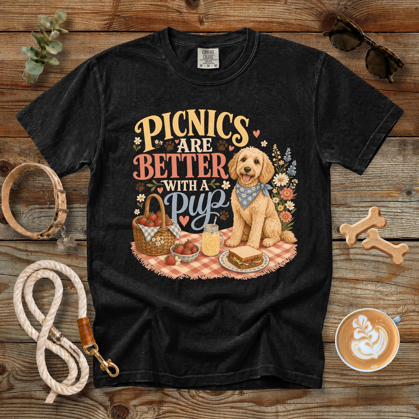 Picnics Are Better With a Pup T-Shirt | Comfort Colors 1717 Dog Mom Picnic Tee