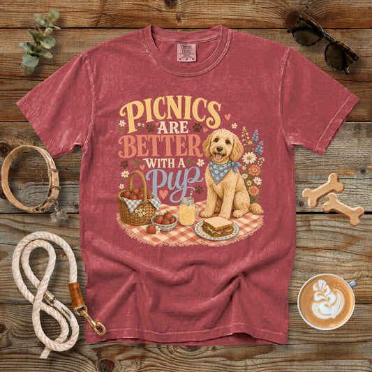 Picnics Are Better With a Pup T-Shirt | Comfort Colors 1717 Dog Mom Picnic Tee
