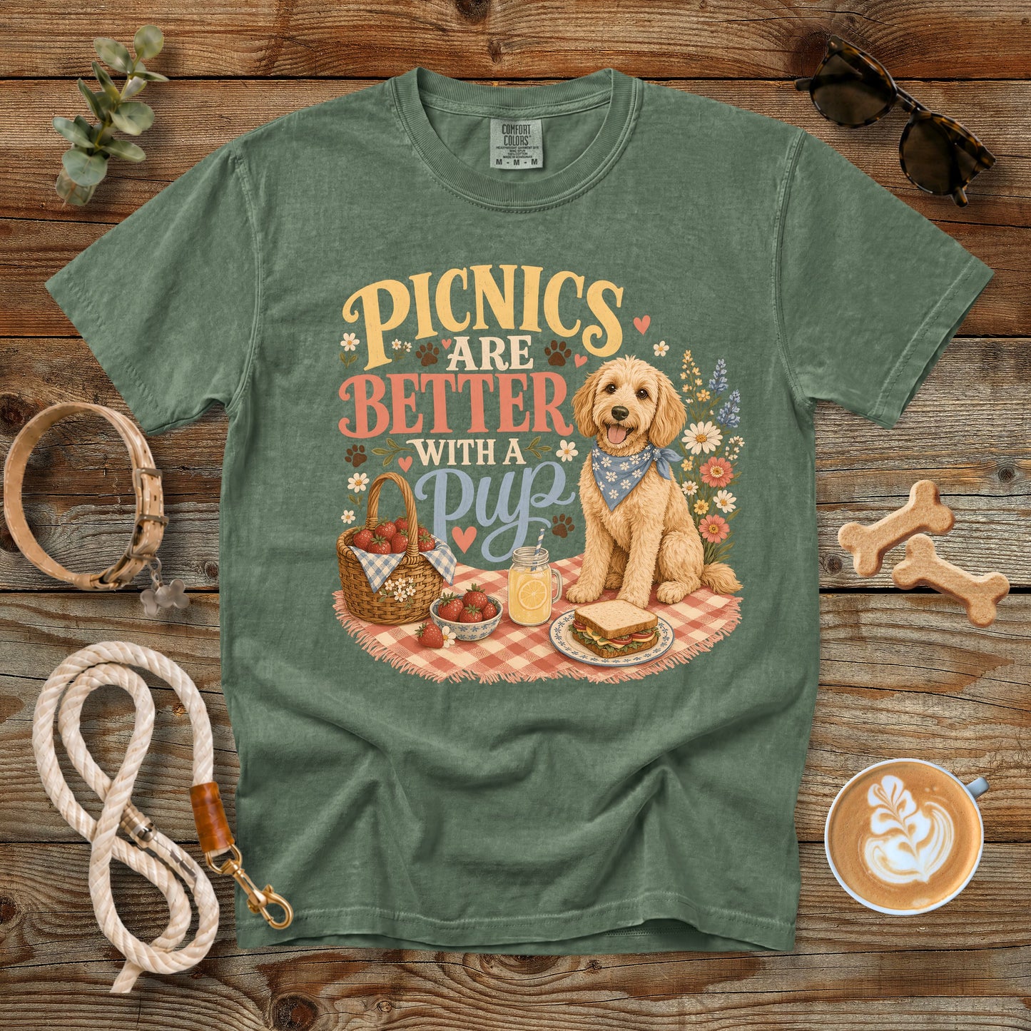 Picnics Are Better With a Pup T-Shirt | Comfort Colors 1717 Dog Mom Picnic Tee