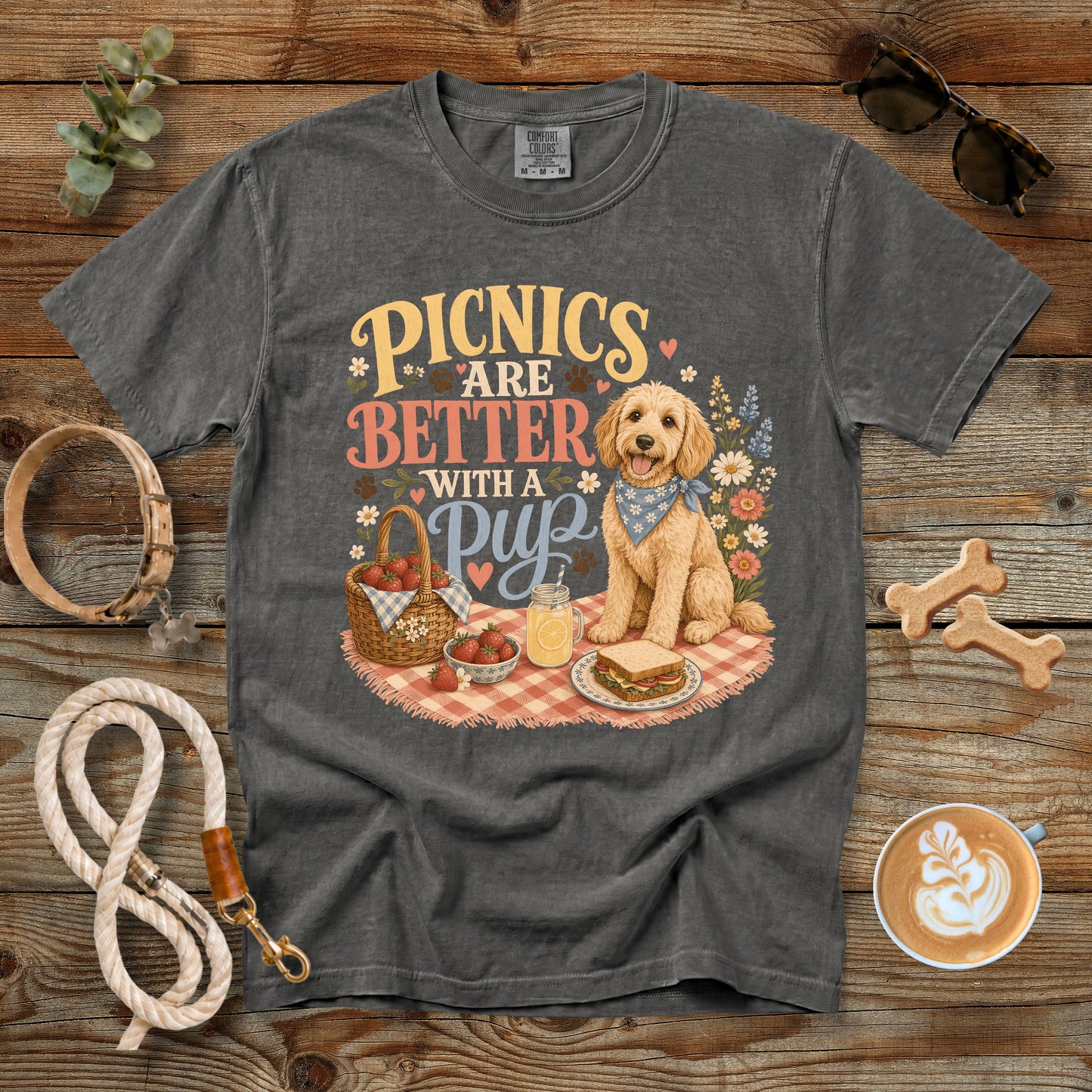Picnics Are Better With a Pup T-Shirt | Comfort Colors 1717 Dog Mom Picnic Tee