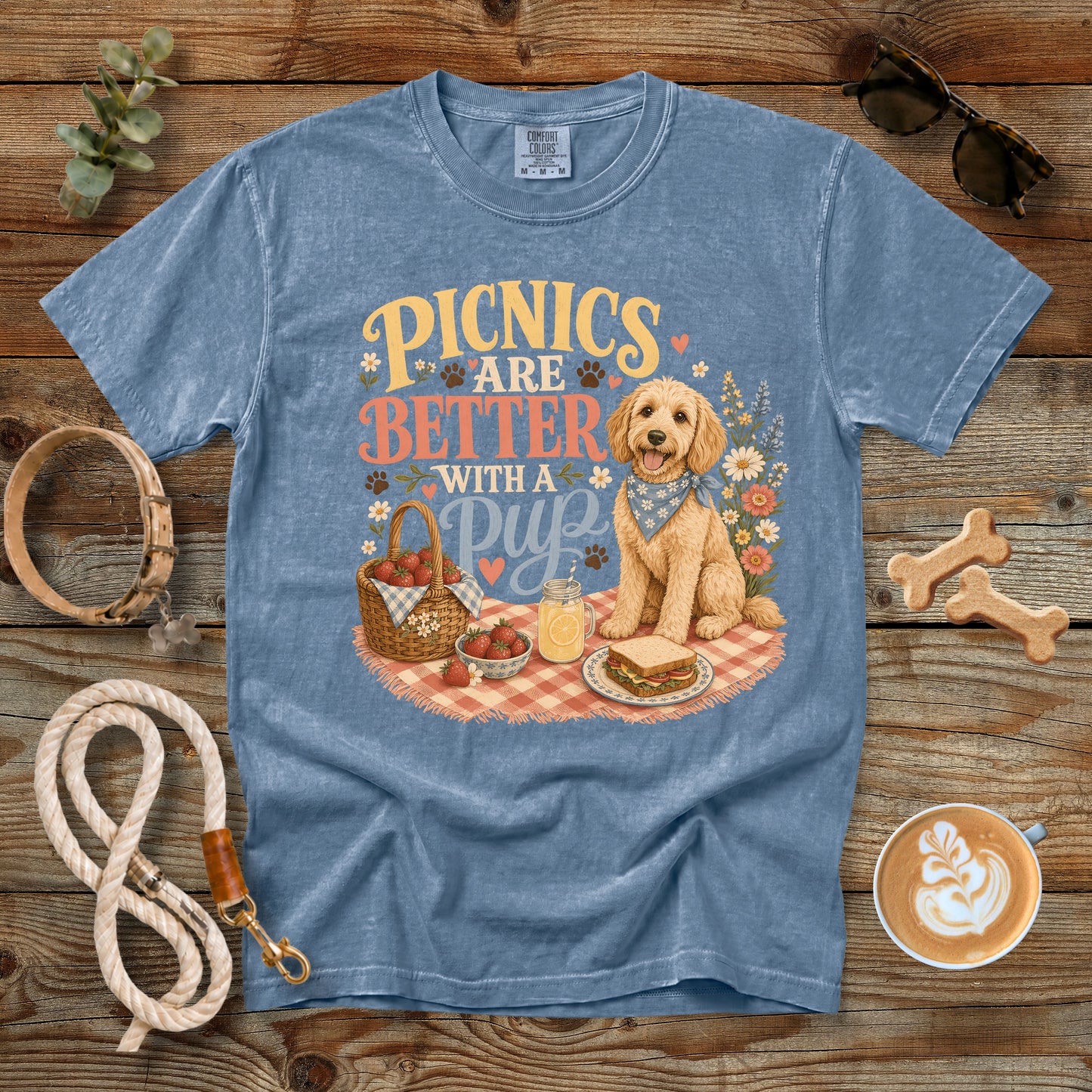 Picnics Are Better With a Pup T-Shirt | Comfort Colors 1717 Dog Mom Picnic Tee