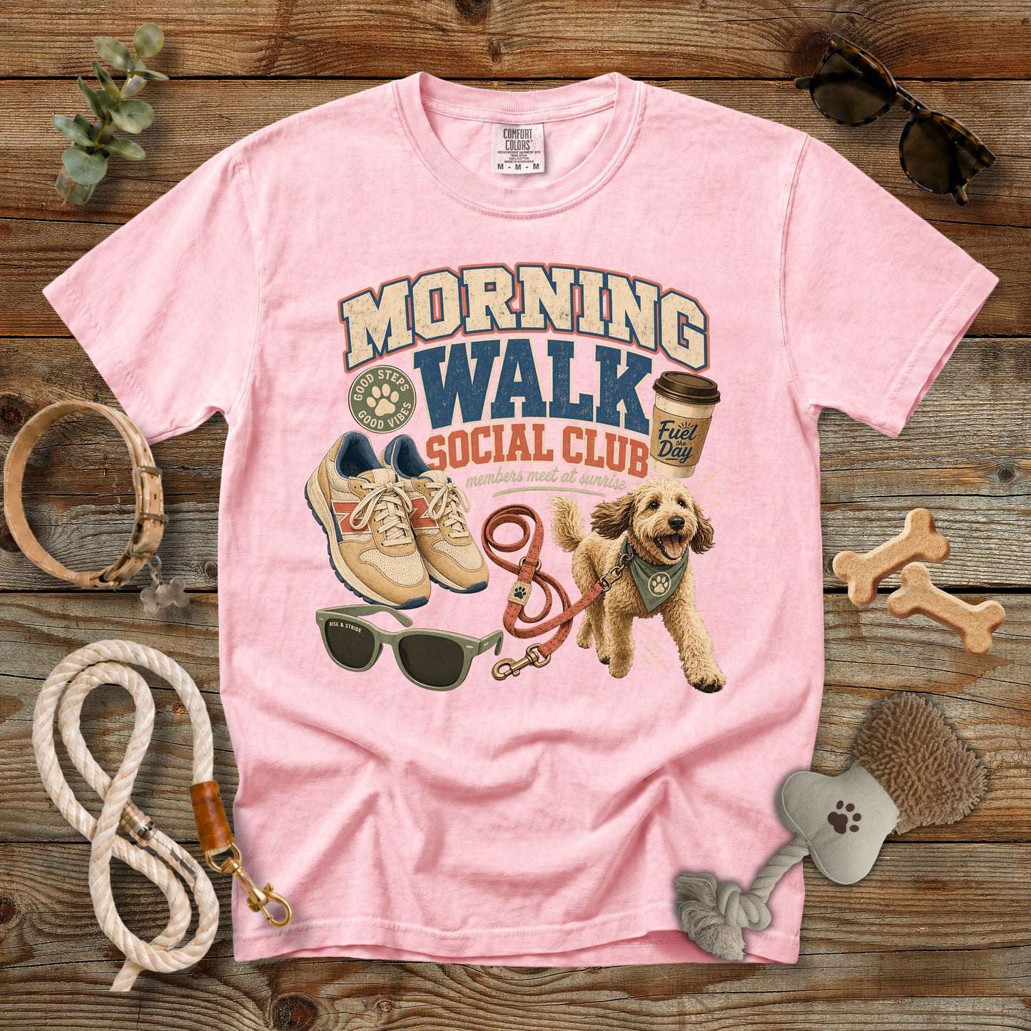 Morning Walk Social Club T-Shirt | Comfort Colors 1717 Dog Mom Walking Tee