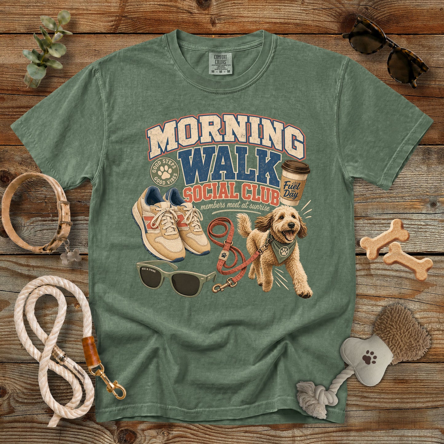 Morning Walk Social Club T-Shirt | Comfort Colors 1717 Dog Mom Walking Tee