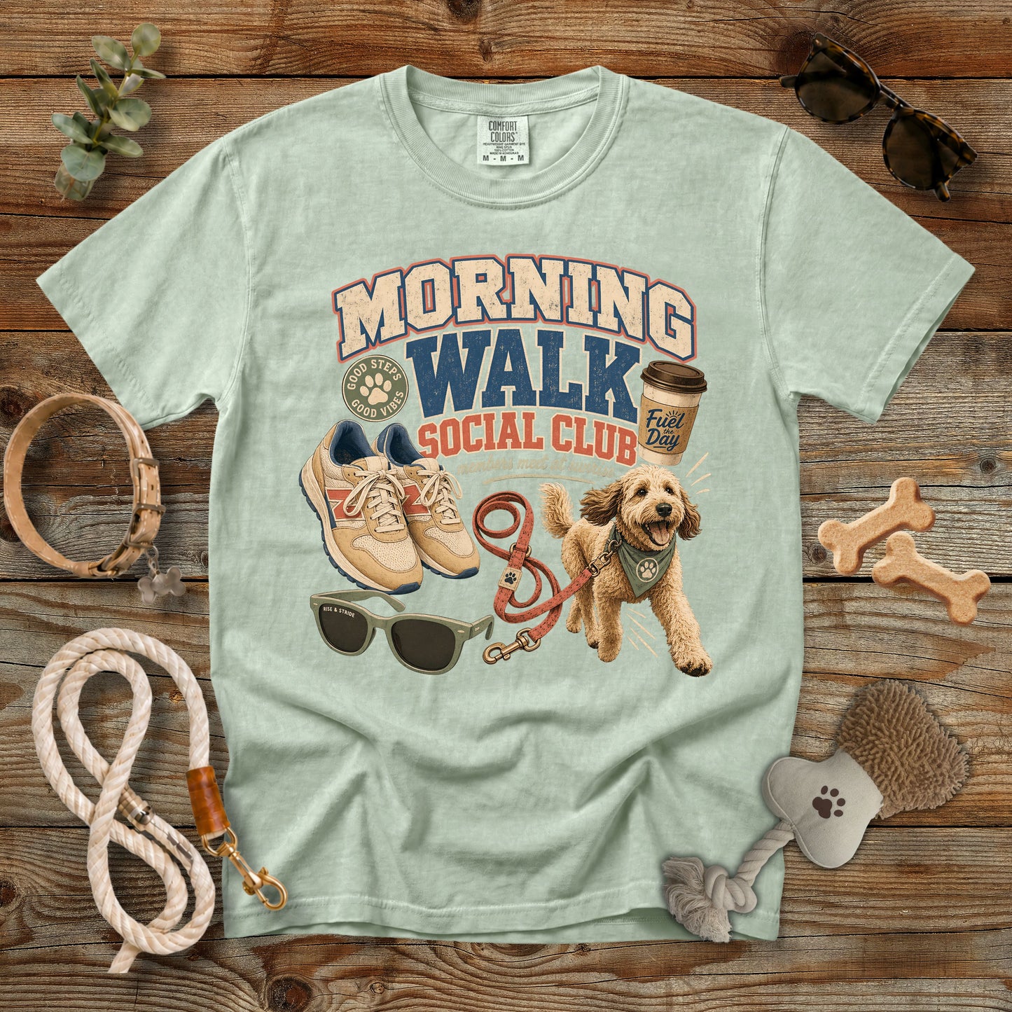 Morning Walk Social Club T-Shirt | Comfort Colors 1717 Dog Mom Walking Tee
