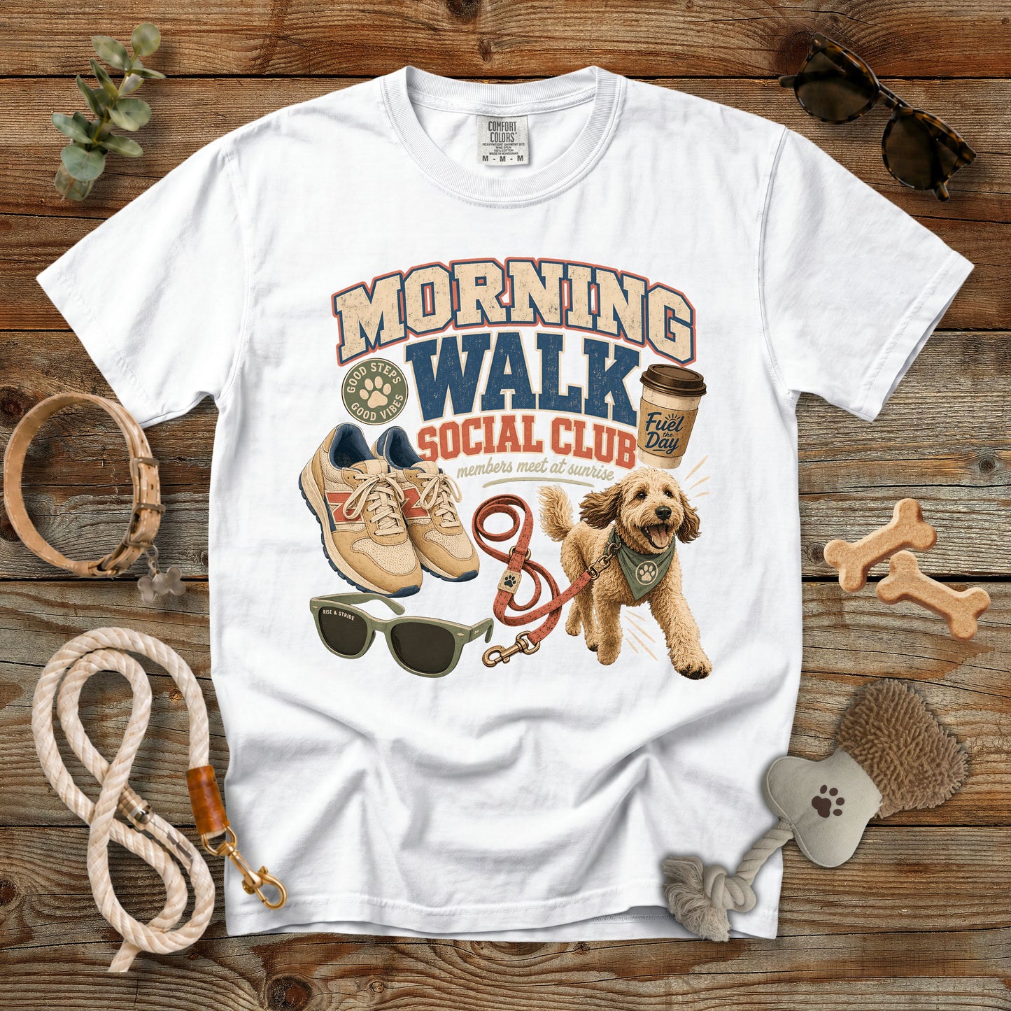 Morning Walk Social Club T-Shirt | Comfort Colors 1717 Dog Mom Walking Tee