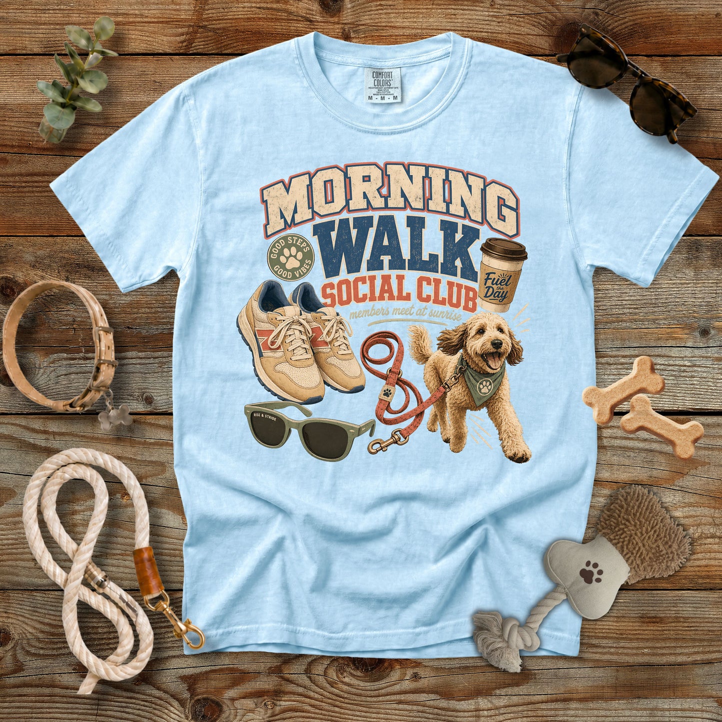 Morning Walk Social Club T-Shirt | Comfort Colors 1717 Dog Mom Walking Tee