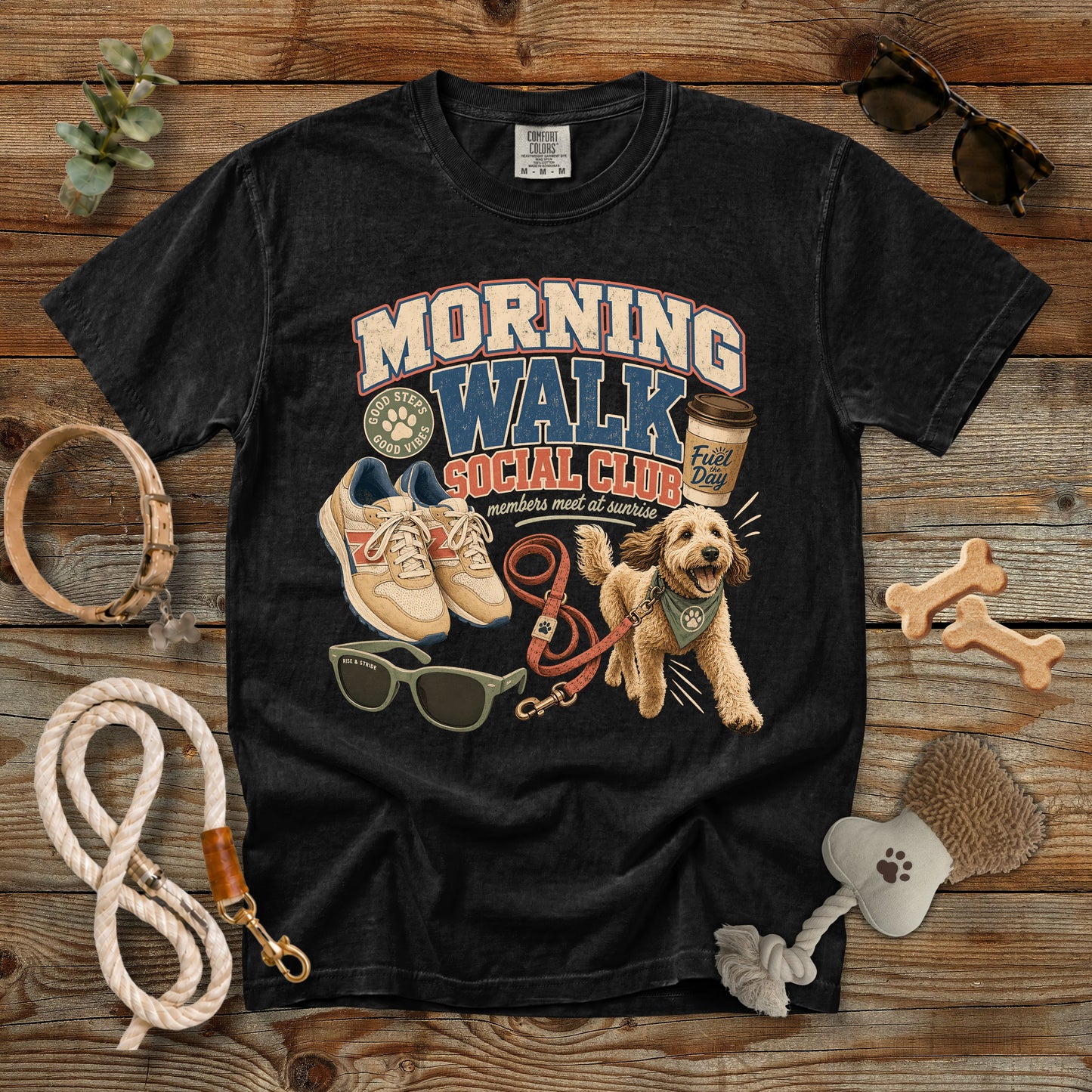 Morning Walk Social Club T-Shirt | Comfort Colors 1717 Dog Mom Walking Tee