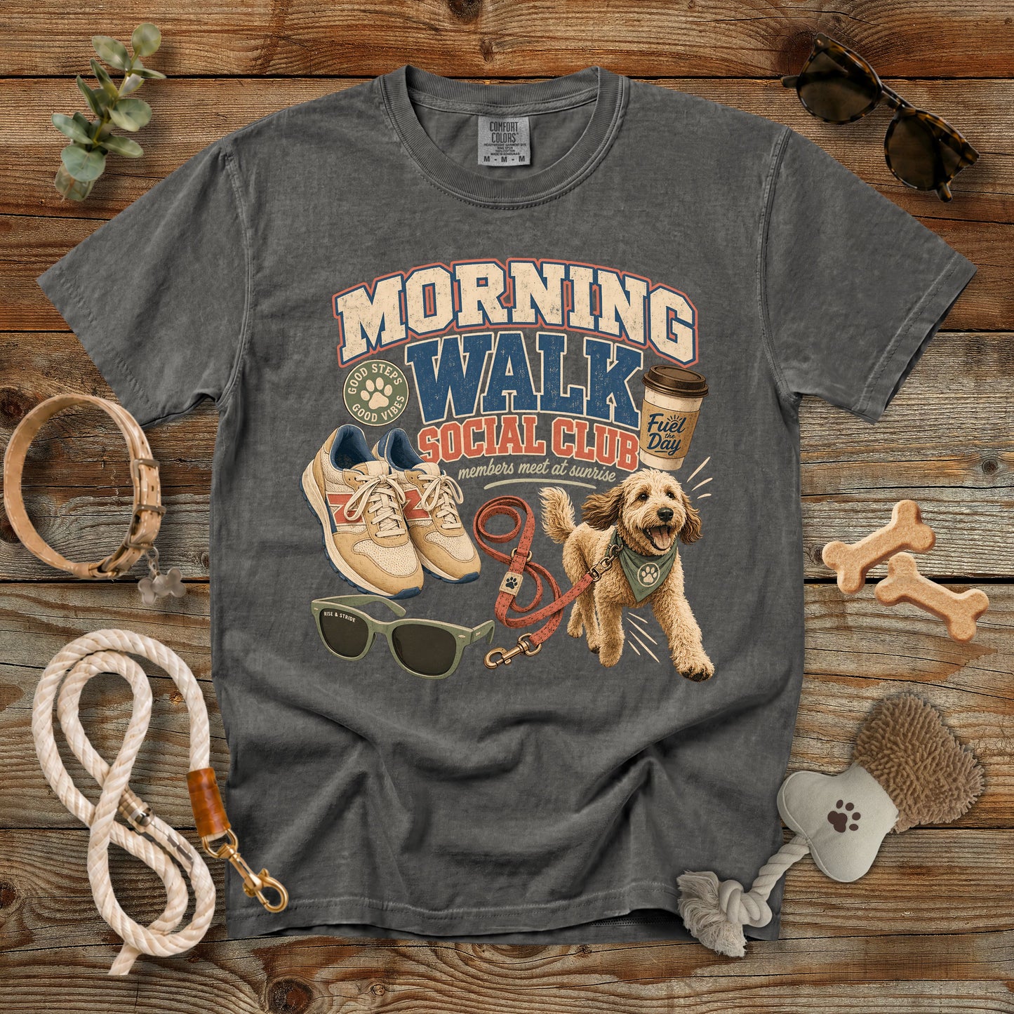Morning Walk Social Club T-Shirt | Comfort Colors 1717 Dog Mom Walking Tee
