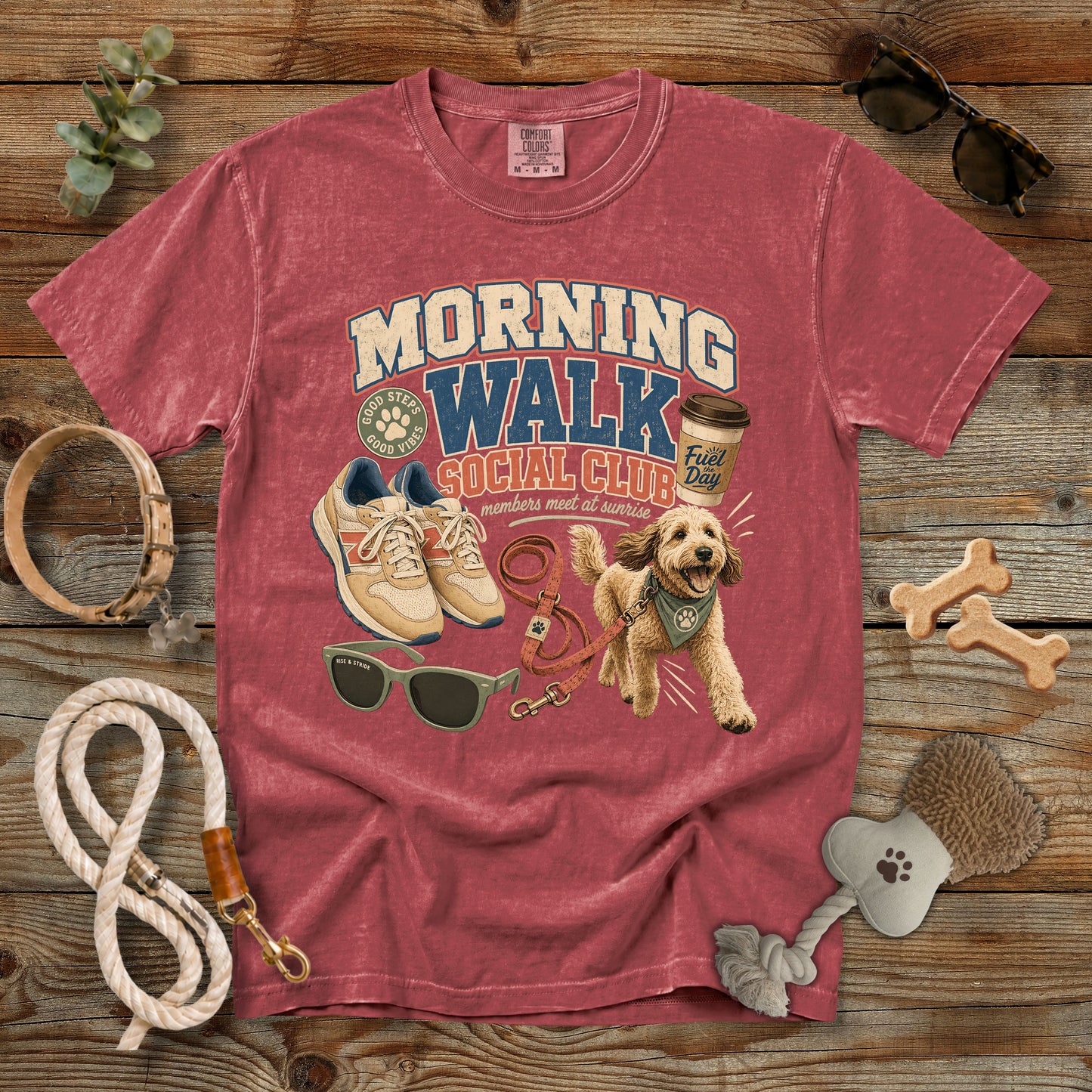 Morning Walk Social Club T-Shirt | Comfort Colors 1717 Dog Mom Walking Tee