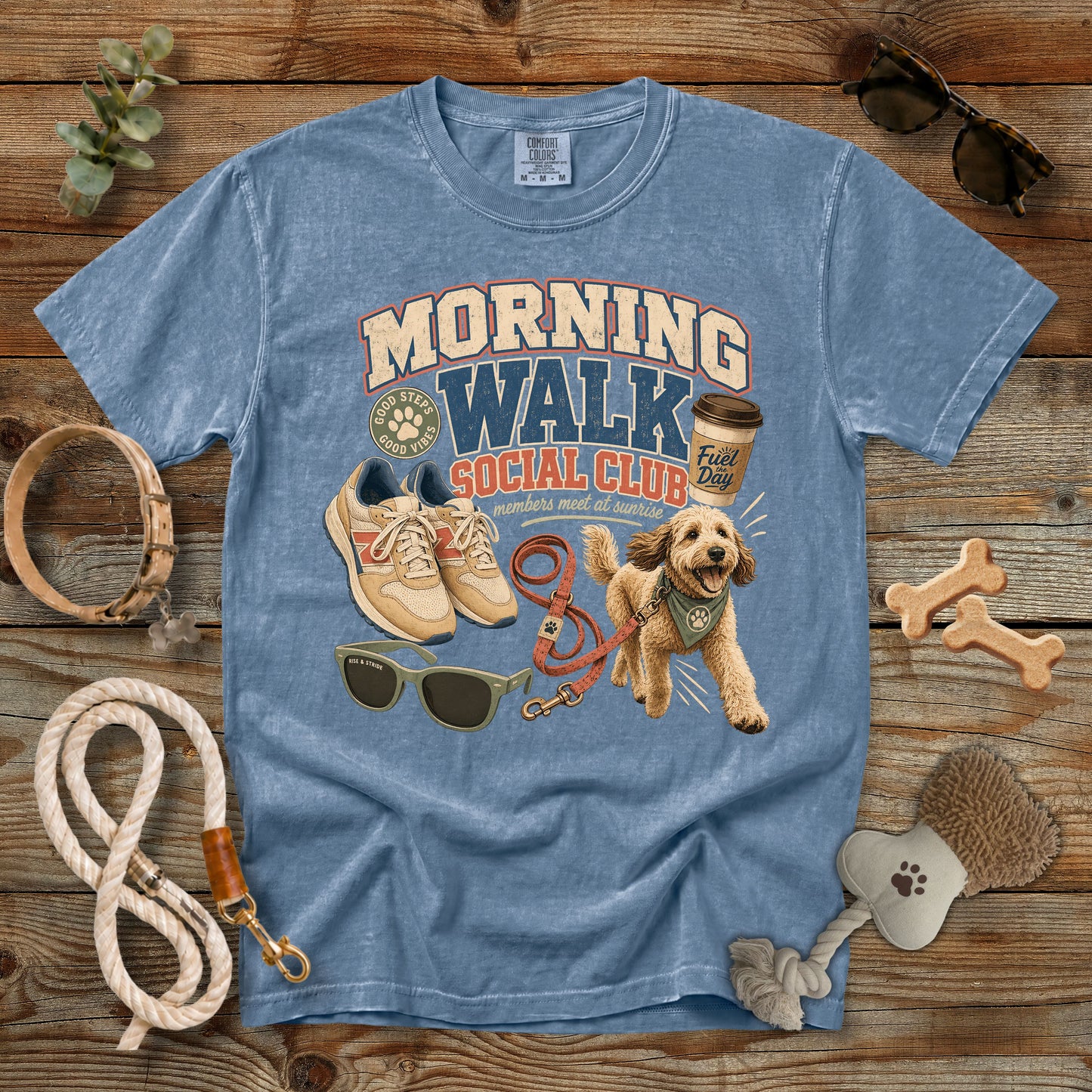 Morning Walk Social Club T-Shirt | Comfort Colors 1717 Dog Mom Walking Tee