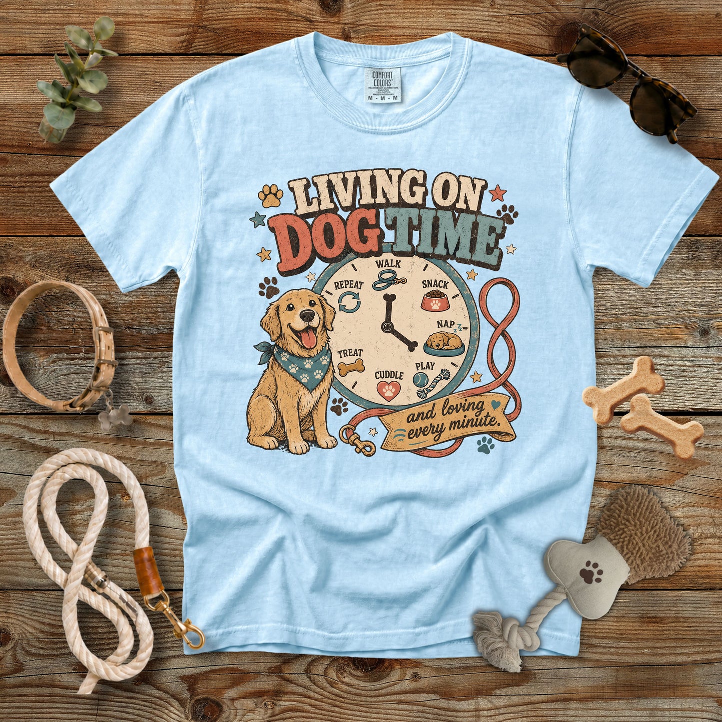 Living on Dog Time T-Shirt | Comfort Colors 1717 Dog Mom Graphic Tee