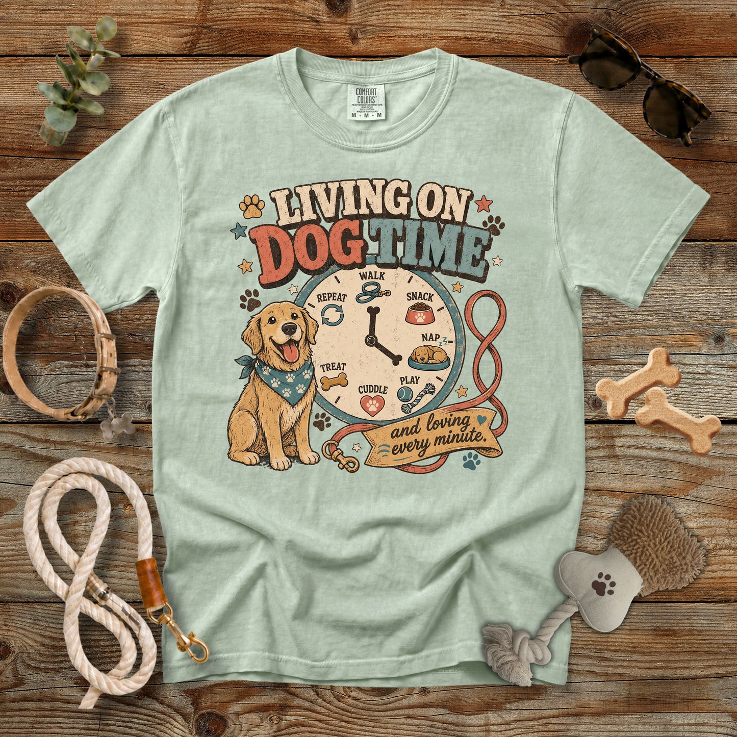 Living on Dog Time T-Shirt | Comfort Colors 1717 Dog Mom Graphic Tee