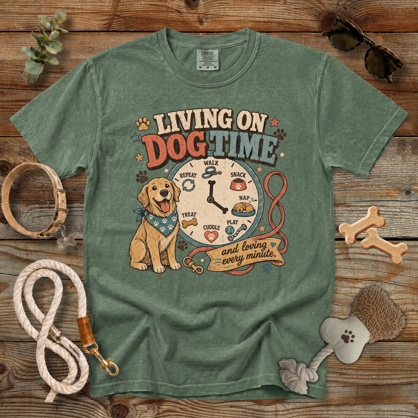 Living on Dog Time T-Shirt | Comfort Colors 1717 Dog Mom Graphic Tee
