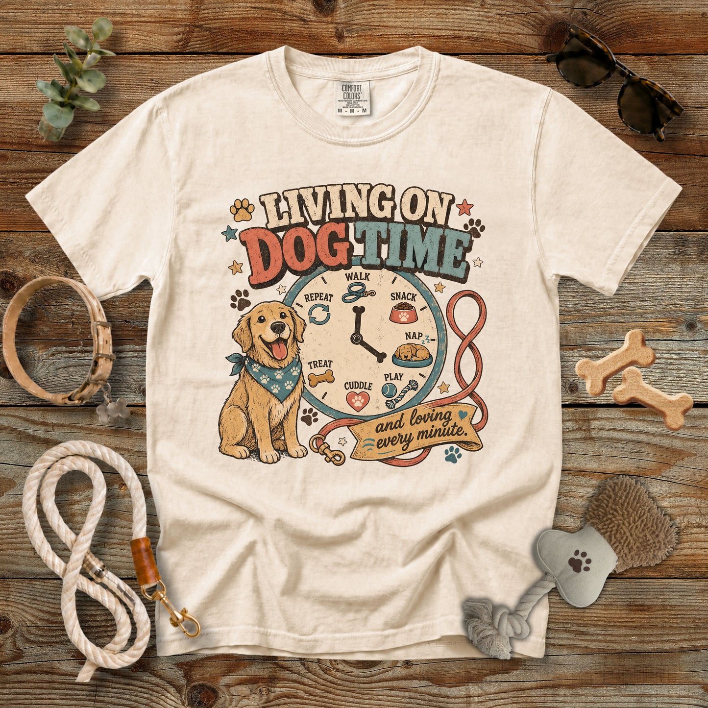 Living on Dog Time T-Shirt | Comfort Colors 1717 Dog Mom Graphic Tee