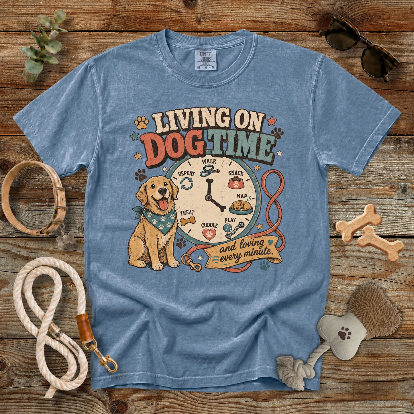Living on Dog Time T-Shirt | Comfort Colors 1717 Dog Mom Graphic Tee