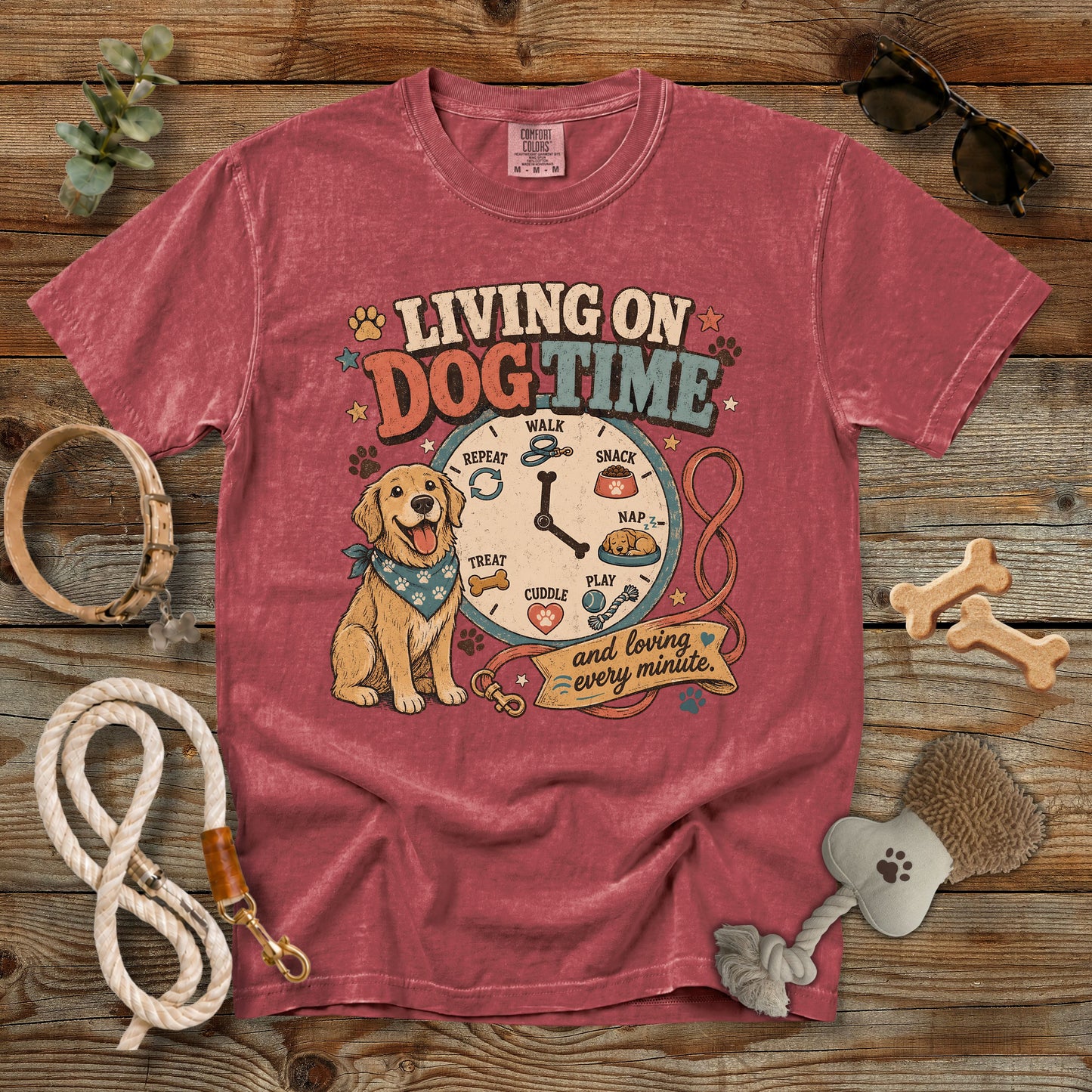 Living on Dog Time T-Shirt | Comfort Colors 1717 Dog Mom Graphic Tee