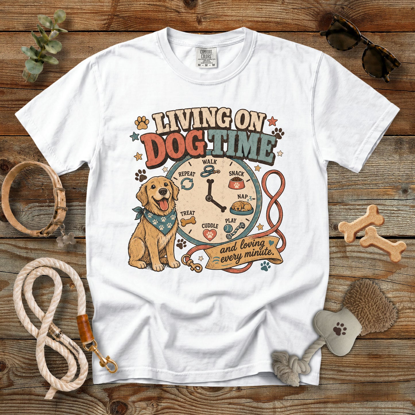 Living on Dog Time T-Shirt | Comfort Colors 1717 Dog Mom Graphic Tee
