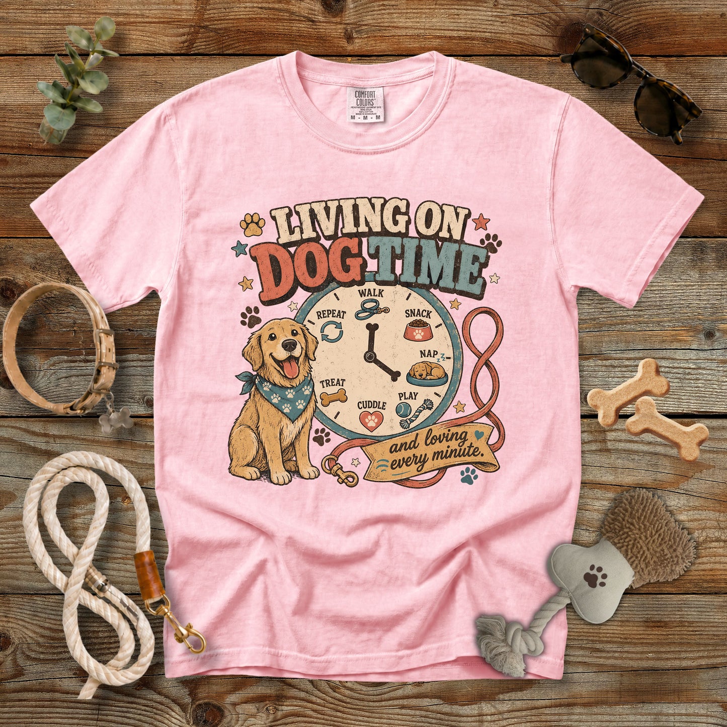 Living on Dog Time T-Shirt | Comfort Colors 1717 Dog Mom Graphic Tee
