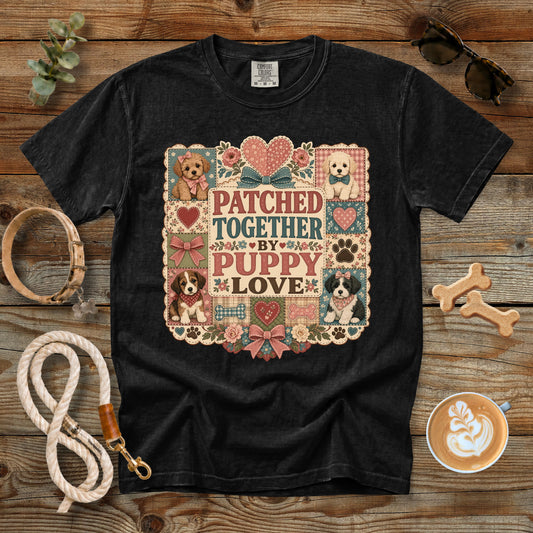 Patched Together by Puppy Love T-Shirt | Comfort Colors 1717 Dog Mom Quilt Graphic Tee
