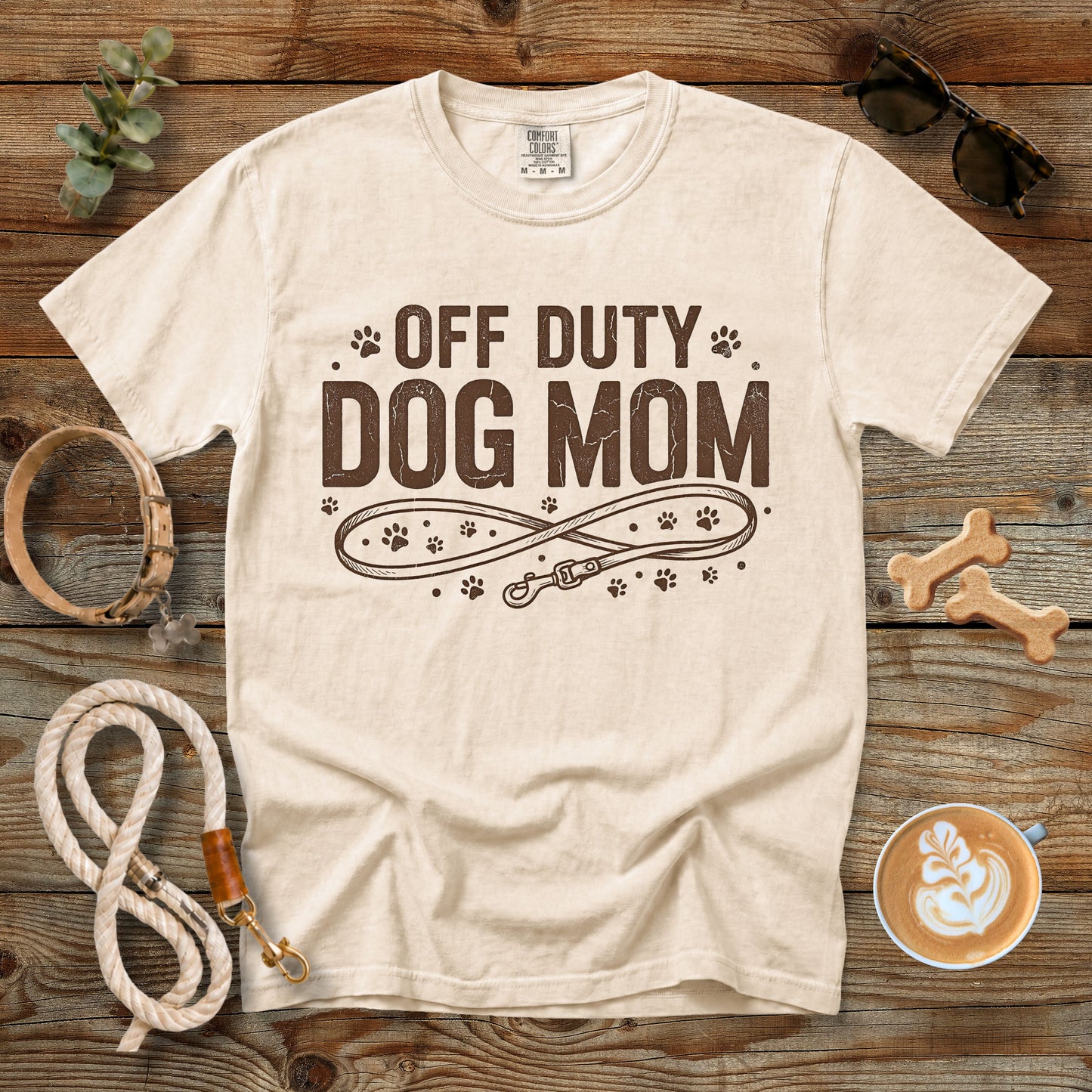 Off Duty Dog Mom T-Shirt | Comfort Colors 1717 Minimalist Dog Mom Graphic Tee