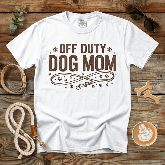 Off Duty Dog Mom T-Shirt | Comfort Colors 1717 Minimalist Dog Mom Graphic Tee