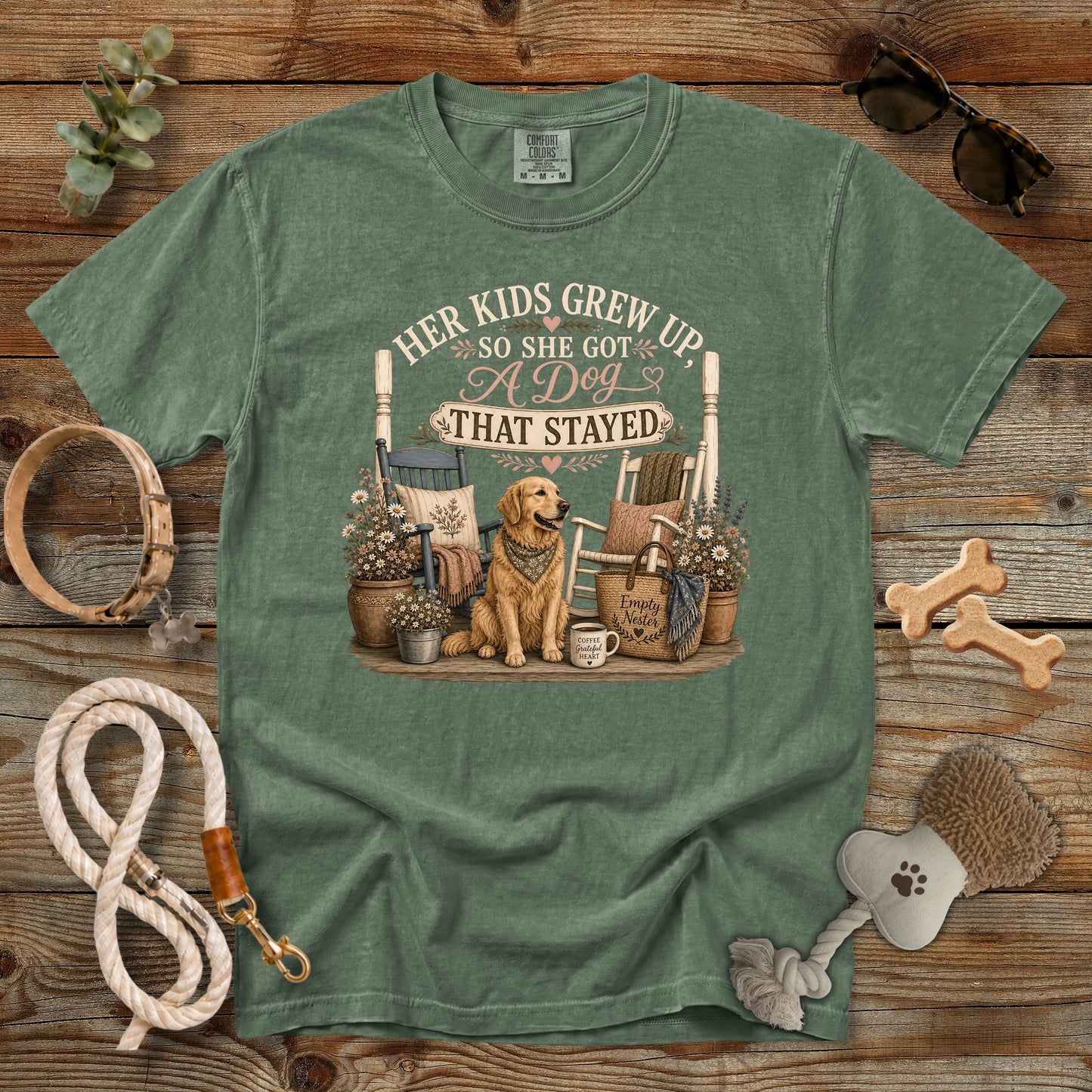 Her Kids Grew Up So She Got a Dog That Stayed T-Shirt | Empty Nester Dog Mom Comfort Colors 1717