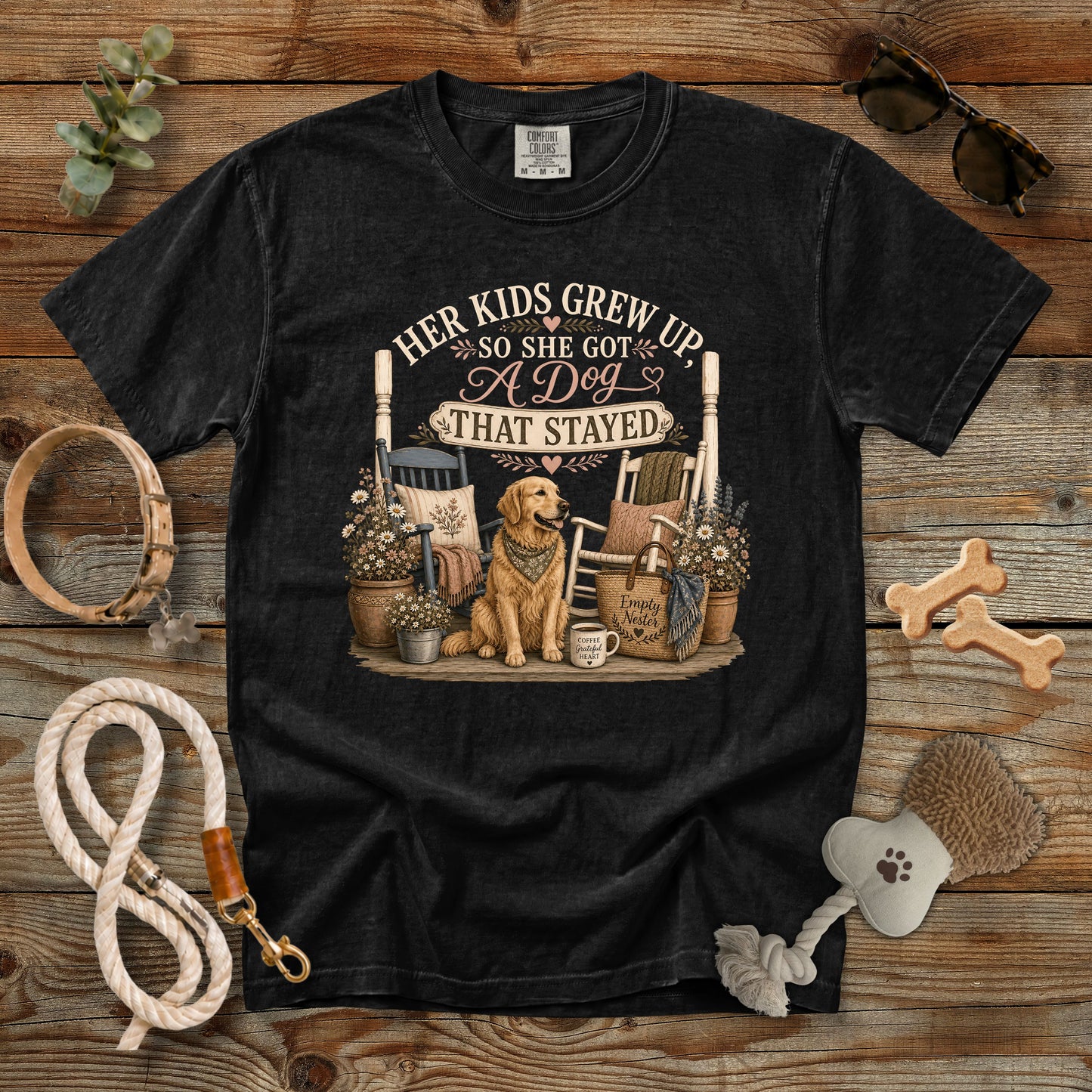 Her Kids Grew Up So She Got a Dog That Stayed T-Shirt | Empty Nester Dog Mom Comfort Colors 1717