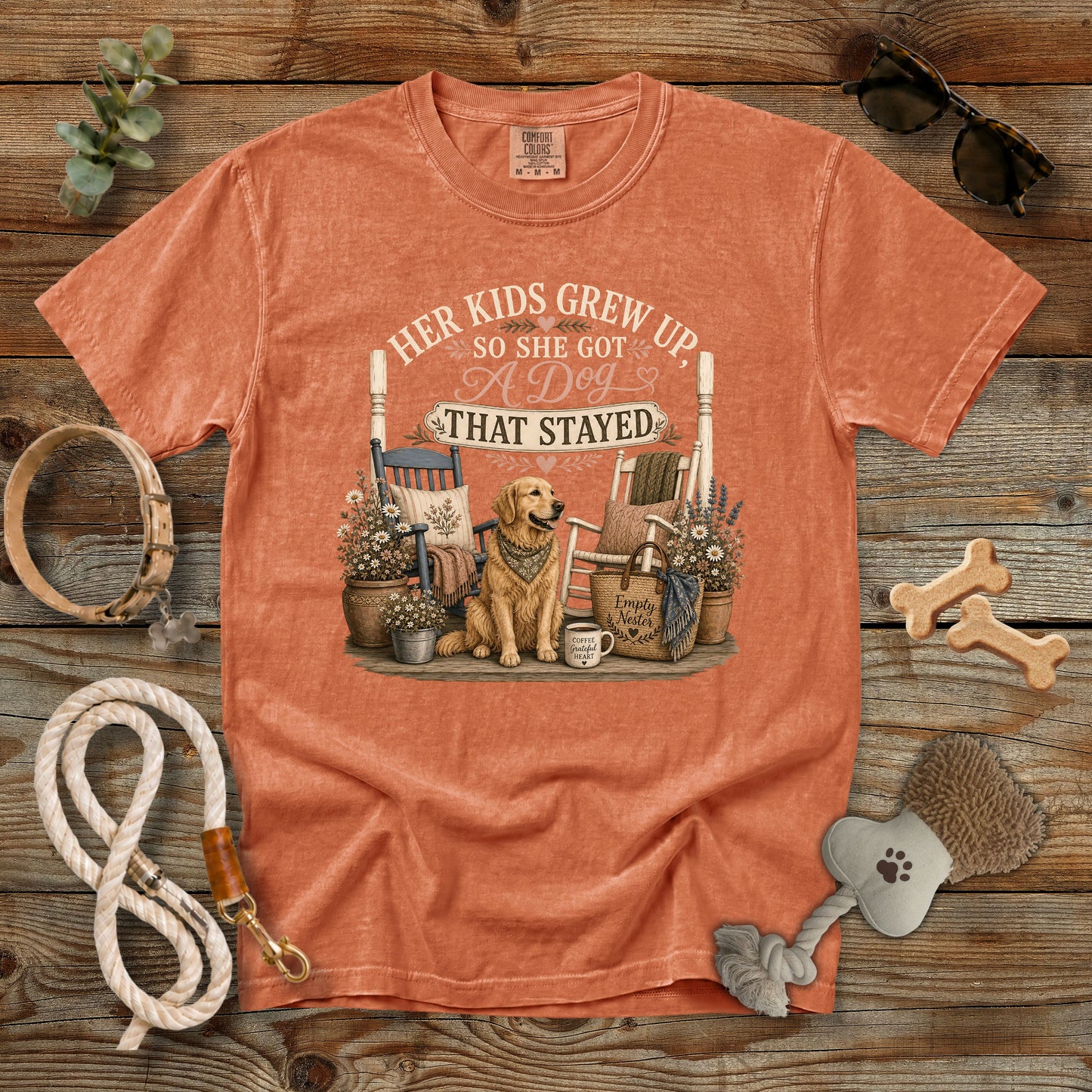 Her Kids Grew Up So She Got a Dog That Stayed T-Shirt | Empty Nester Dog Mom Comfort Colors 1717
