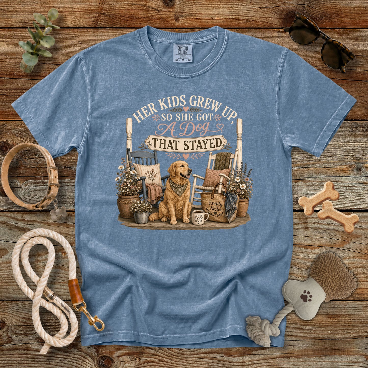 Her Kids Grew Up So She Got a Dog That Stayed T-Shirt | Empty Nester Dog Mom Comfort Colors 1717