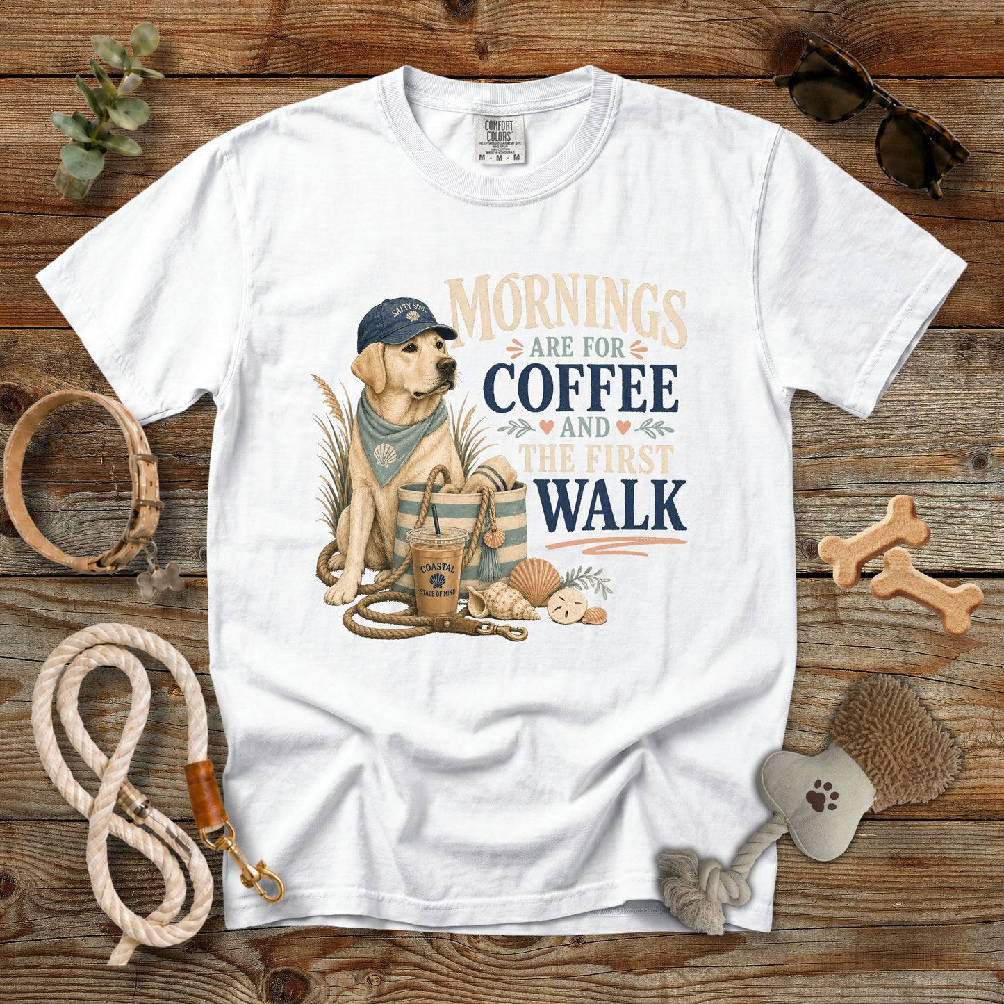 Mornings Are for Coffee and the First Walk T-Shirt | Dog Mom Comfort Colors 1717