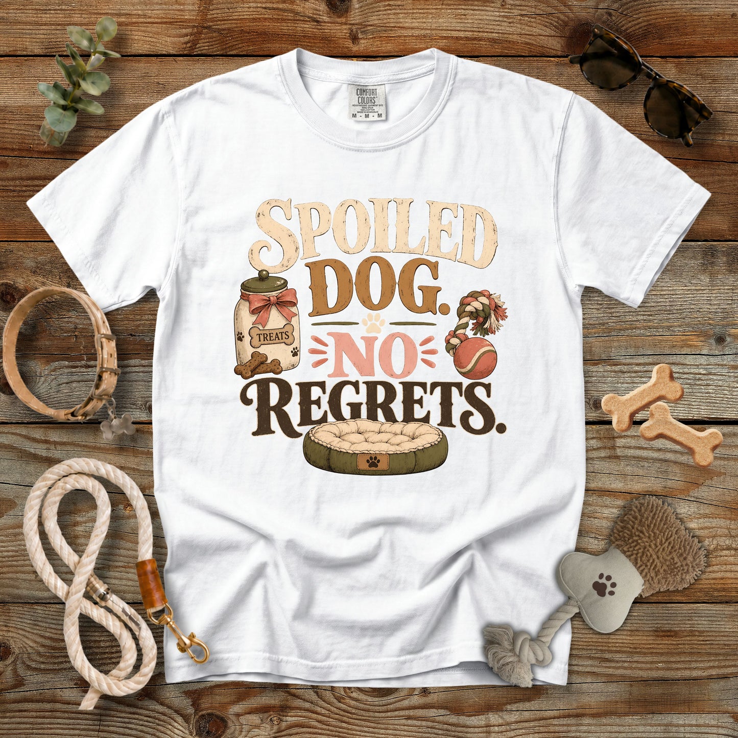 Spoiled Dog No Regrets T-Shirt | Funny Dog Mom Comfort Colors 1717