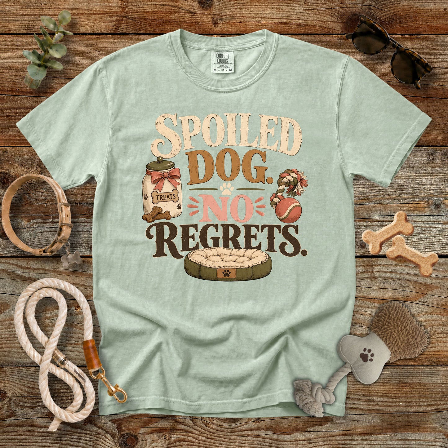 Spoiled Dog No Regrets T-Shirt | Funny Dog Mom Comfort Colors 1717