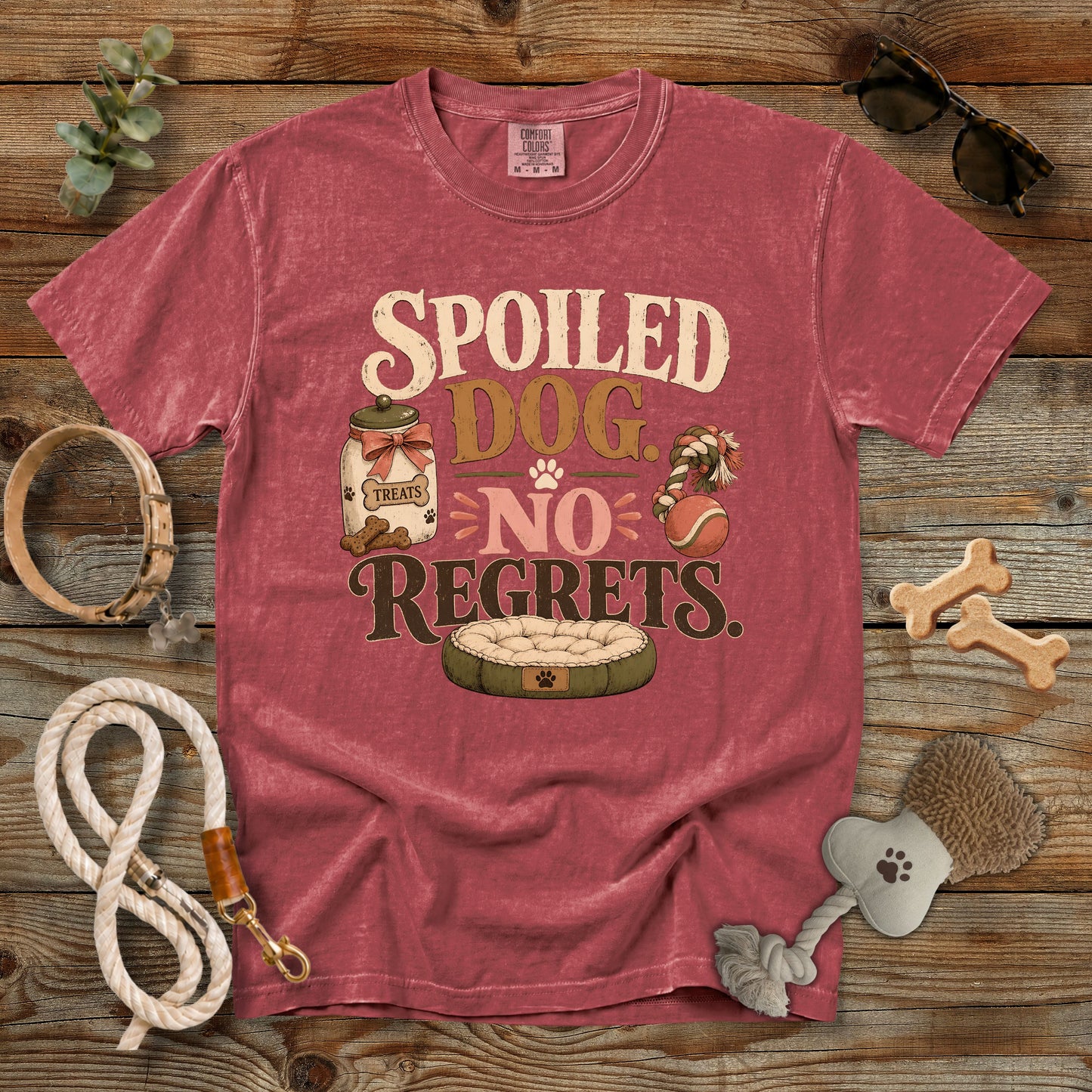 Spoiled Dog No Regrets T-Shirt | Funny Dog Mom Comfort Colors 1717