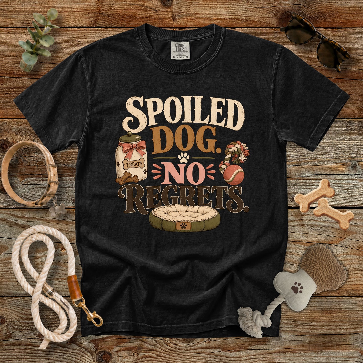 Spoiled Dog No Regrets T-Shirt | Funny Dog Mom Comfort Colors 1717