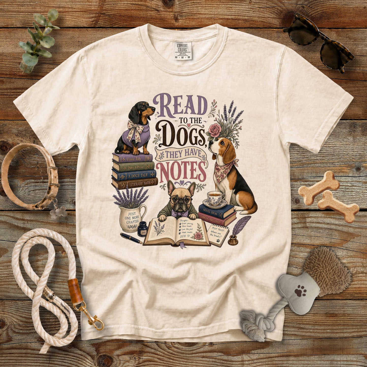 Read to the Dogs They Have Notes T-Shirt | Book Lover Dog Mom Comfort Colors 1717