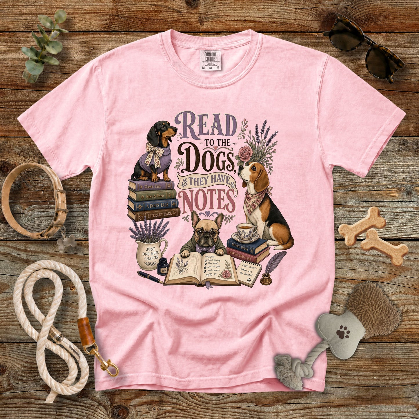 Read to the Dogs They Have Notes T-Shirt | Book Lover Dog Mom Comfort Colors 1717