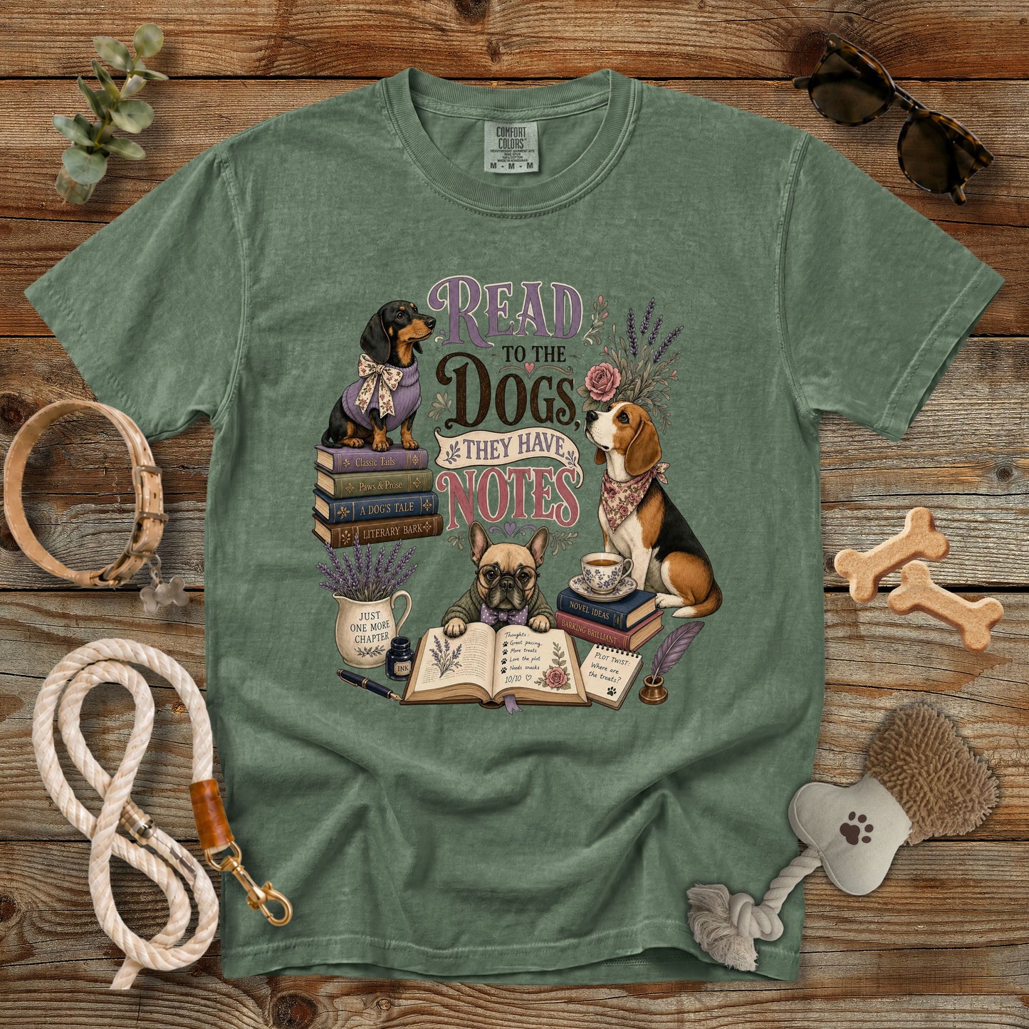 Read to the Dogs They Have Notes T-Shirt | Book Lover Dog Mom Comfort Colors 1717