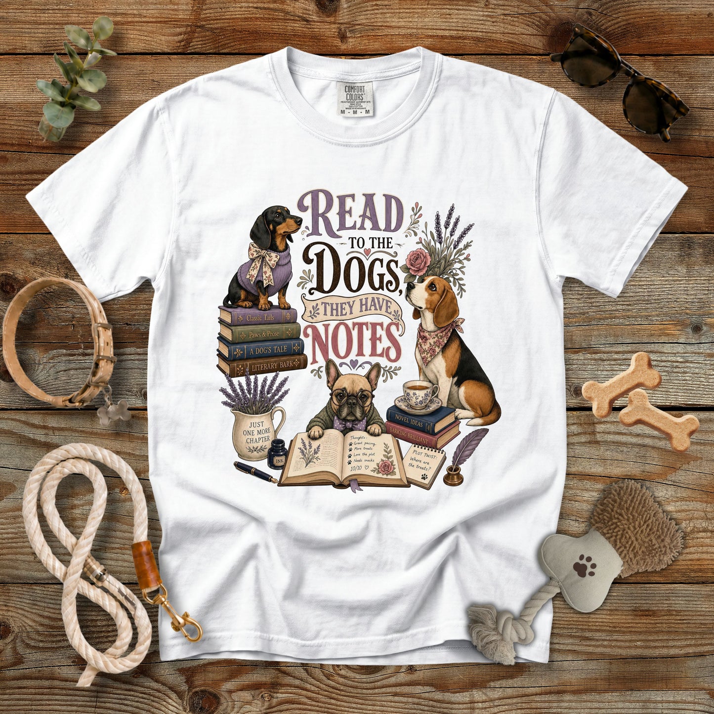 Read to the Dogs They Have Notes T-Shirt | Book Lover Dog Mom Comfort Colors 1717