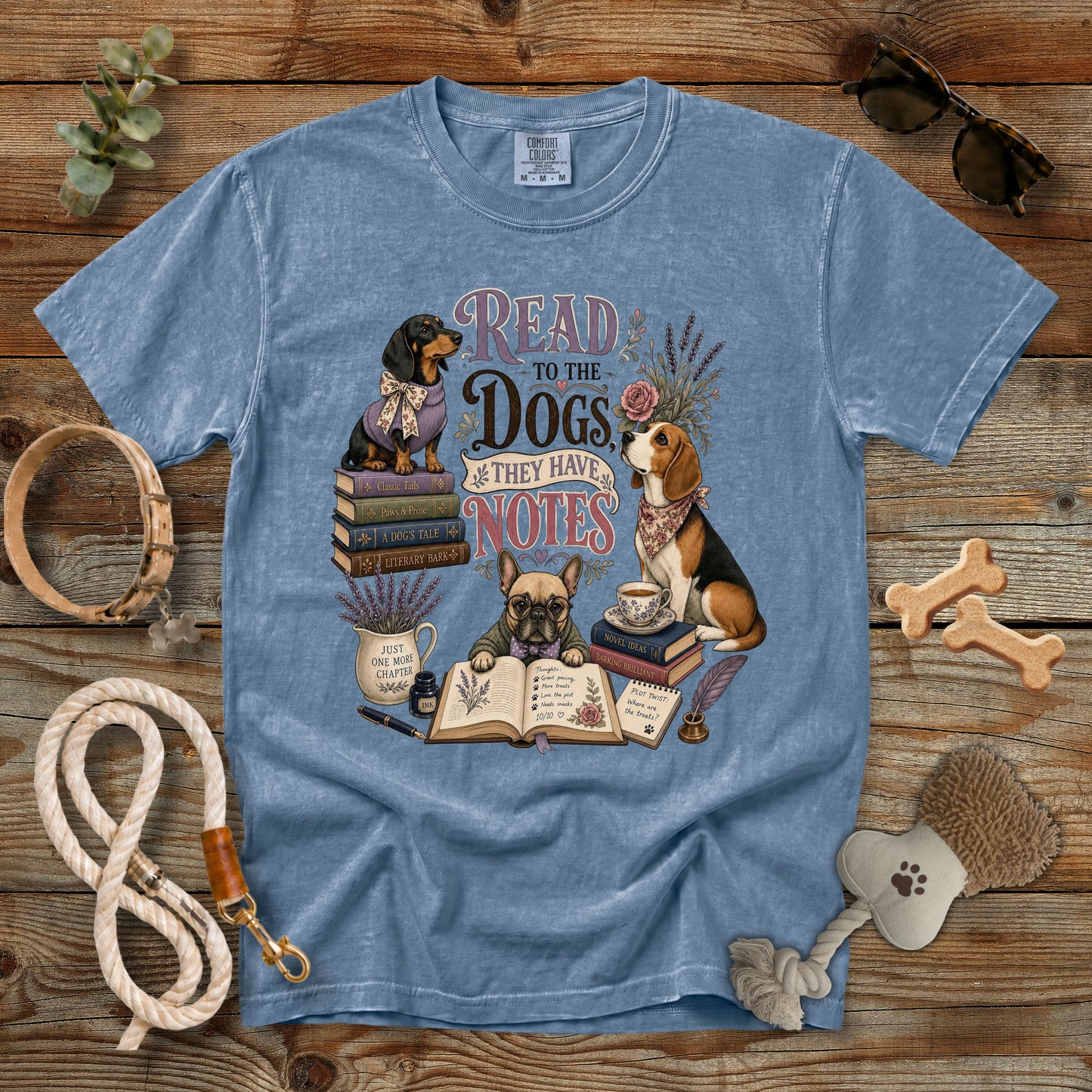 Read to the Dogs They Have Notes T-Shirt | Book Lover Dog Mom Comfort Colors 1717