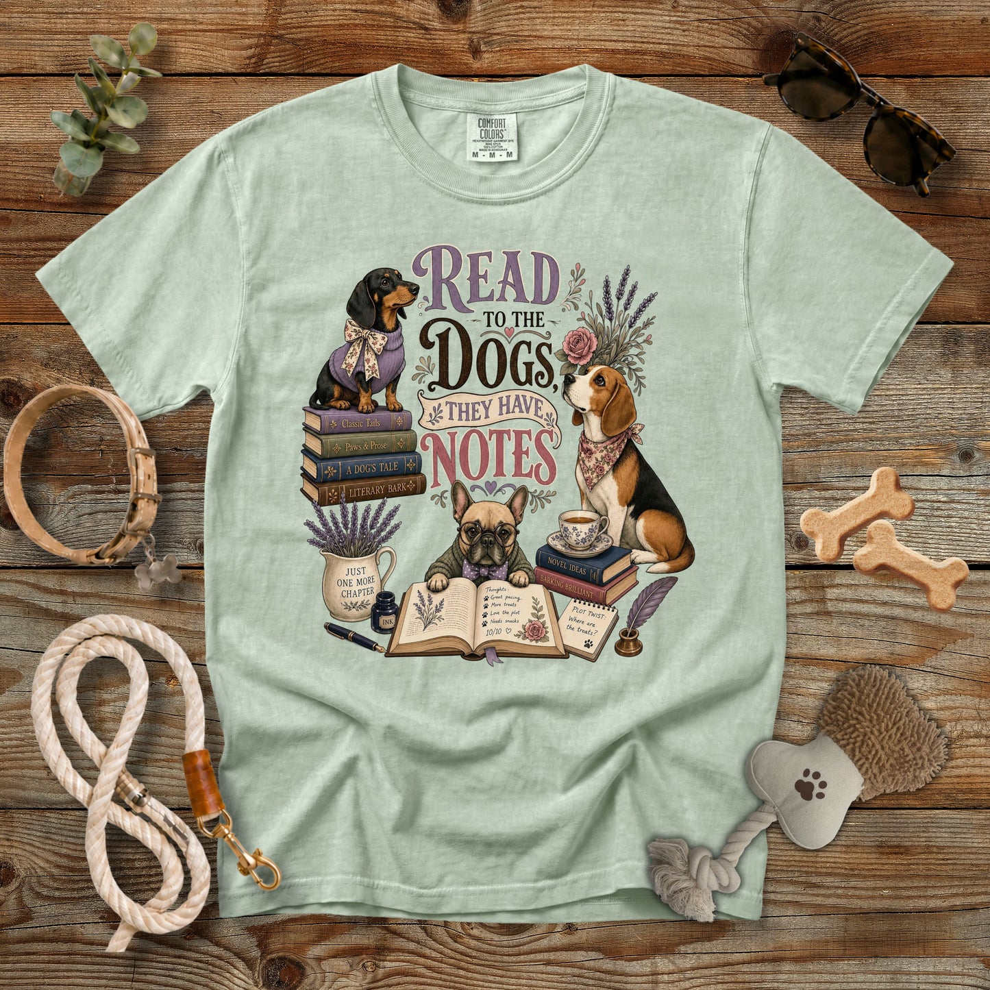 Read to the Dogs They Have Notes T-Shirt | Book Lover Dog Mom Comfort Colors 1717