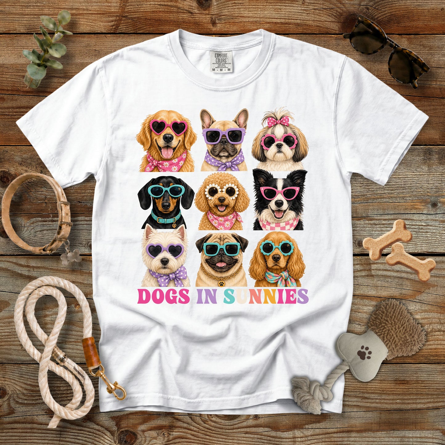 Dogs in Sunnies T-Shirt | Funny Dog Mom Comfort Colors 1717 Cute Sunglasses Graphic Tee