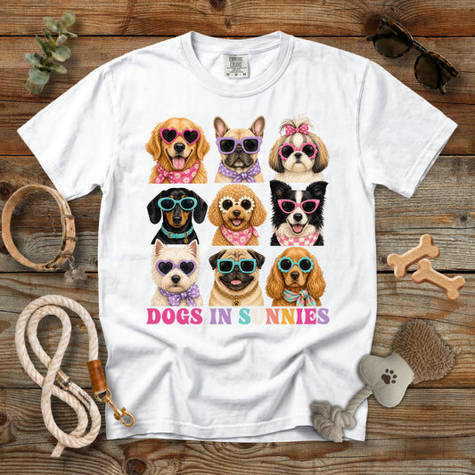 Dogs in Sunnies T-Shirt | Funny Dog Mom Comfort Colors 1717 Cute Sunglasses Graphic Tee