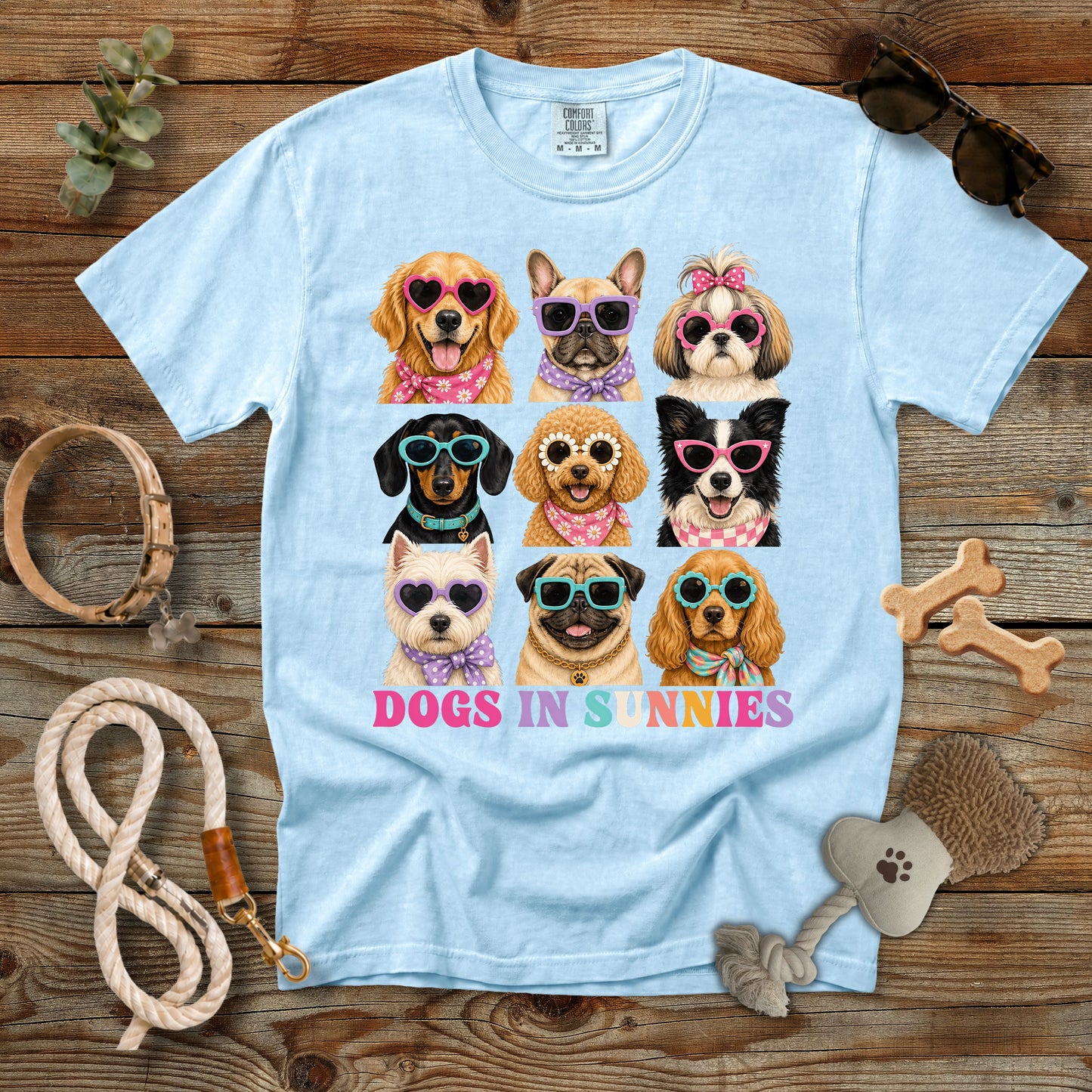 Dogs in Sunnies T-Shirt | Funny Dog Mom Comfort Colors 1717 Cute Sunglasses Graphic Tee