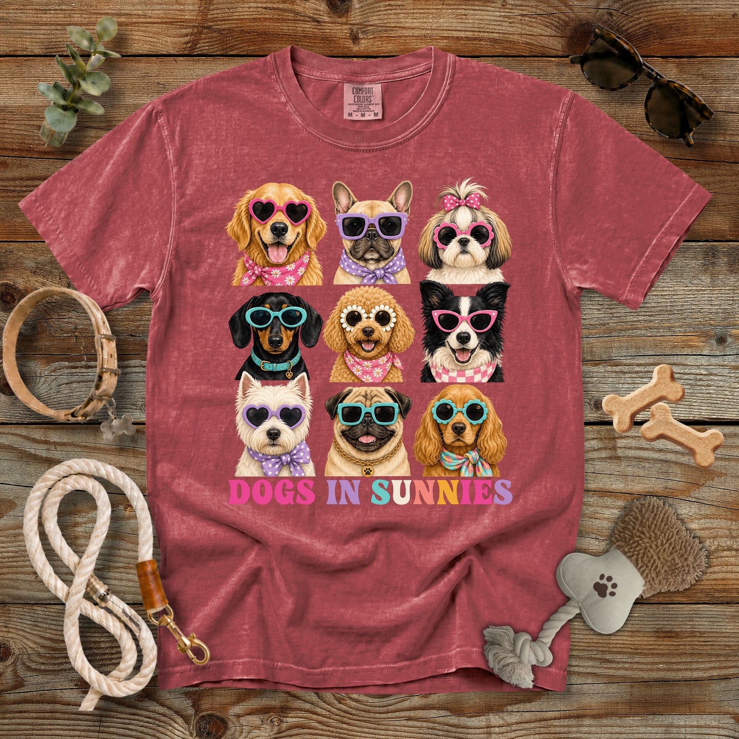 Dogs in Sunnies T-Shirt | Funny Dog Mom Comfort Colors 1717 Cute Sunglasses Graphic Tee