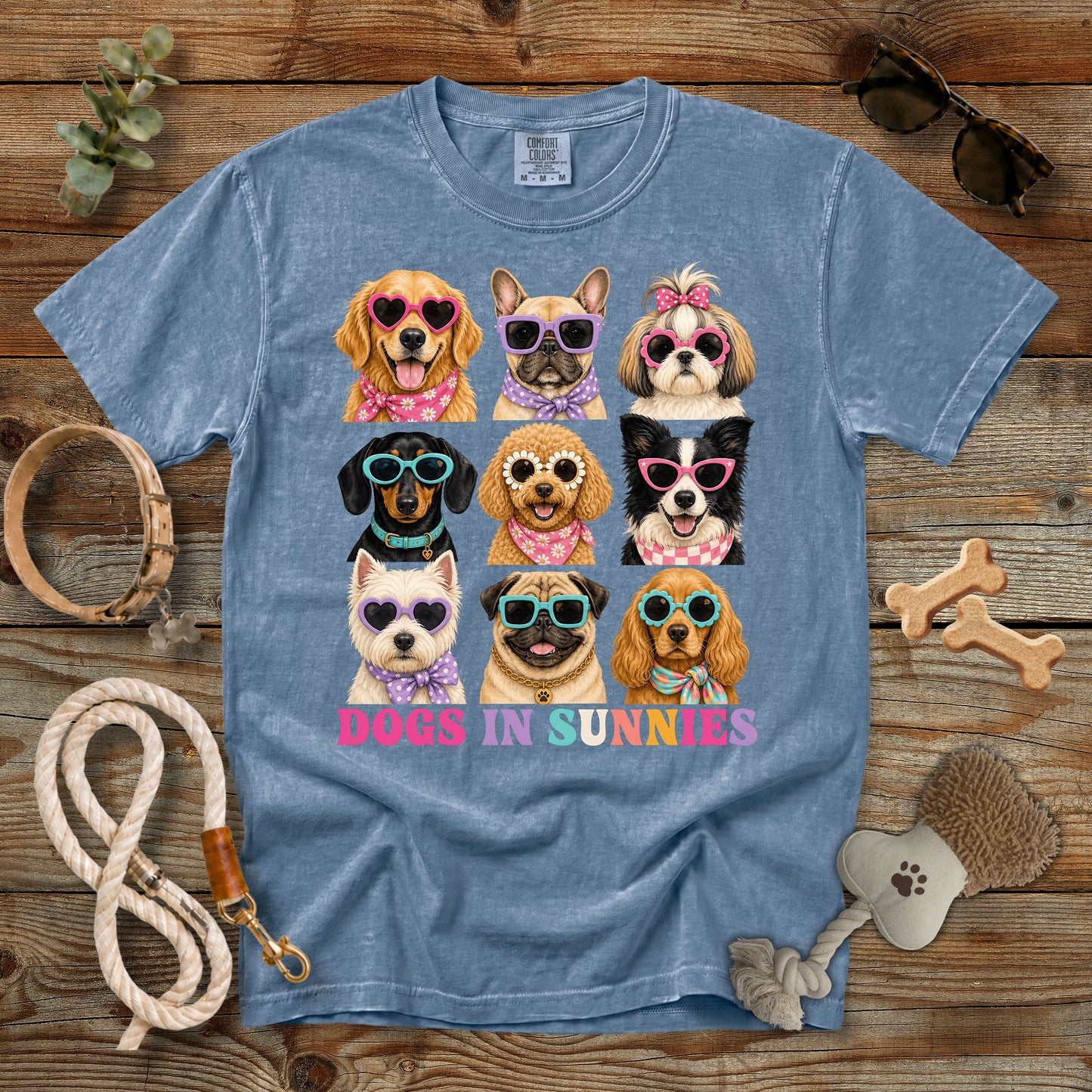 Dogs in Sunnies T-Shirt | Funny Dog Mom Comfort Colors 1717 Cute Sunglasses Graphic Tee