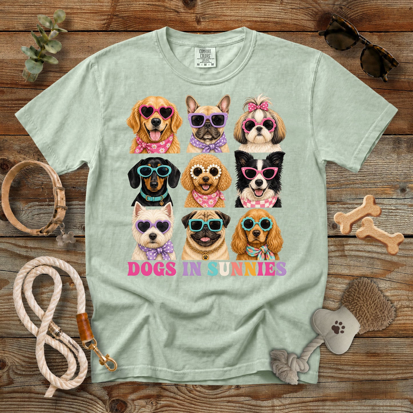 Dogs in Sunnies T-Shirt | Funny Dog Mom Comfort Colors 1717 Cute Sunglasses Graphic Tee