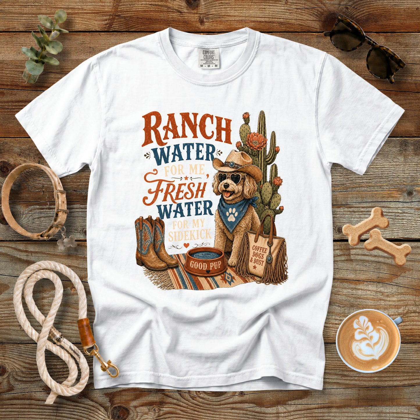 Ranch Water for Me, Fresh Water for My Sidekick T-Shirt | Funny Western Dog Mom Comfort Colors 1717