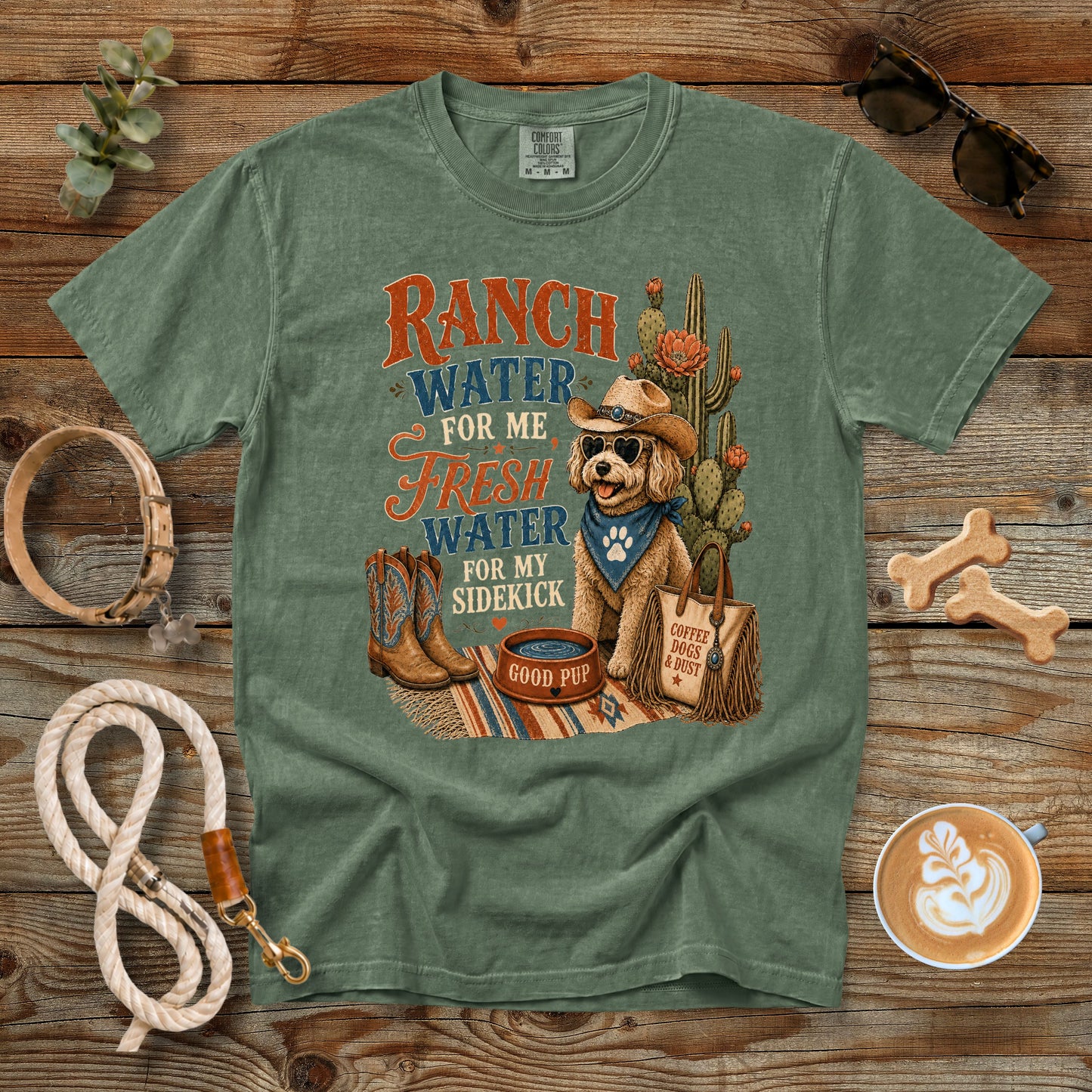 Ranch Water for Me, Fresh Water for My Sidekick T-Shirt | Funny Western Dog Mom Comfort Colors 1717