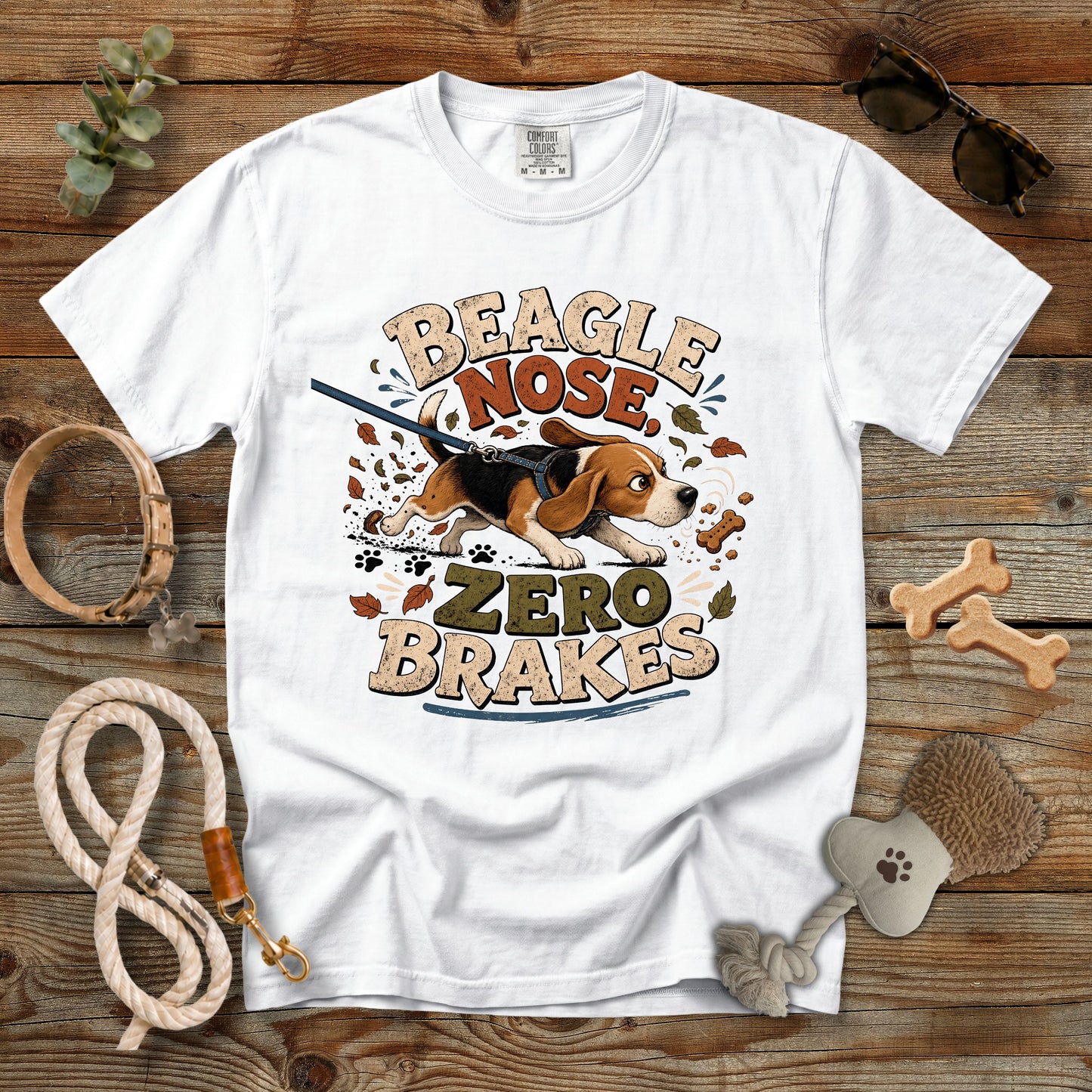 Beagle Nose Zero Brakes T-Shirt | Funny Beagle Dog Mom Comfort Colors 1717 Graphic Tee