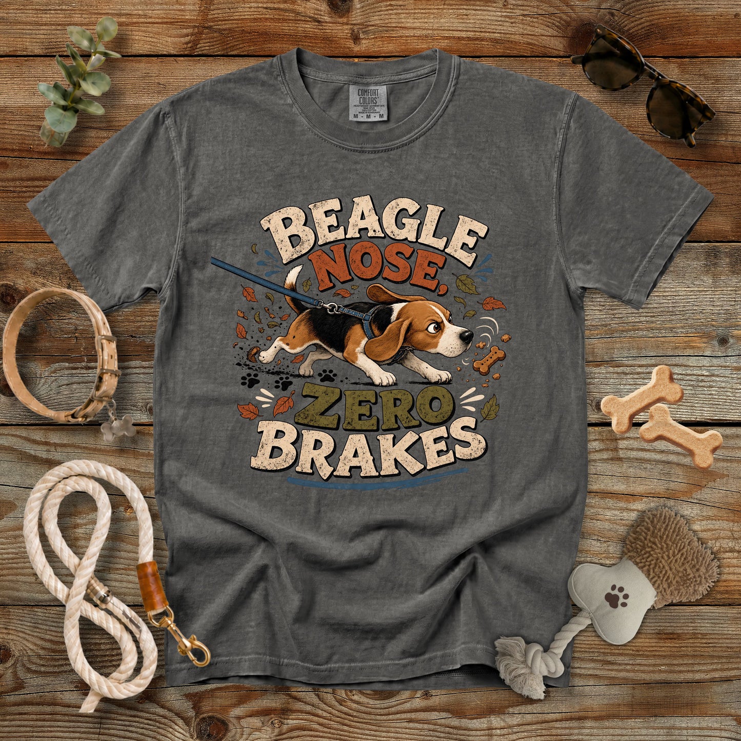 Beagle Nose Zero Brakes T-Shirt | Funny Beagle Dog Mom Comfort Colors 1717 Graphic Tee